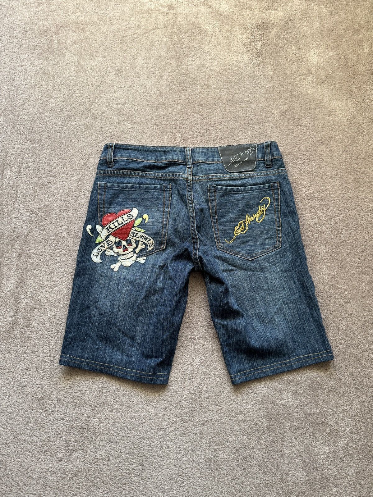 Hysteric Glamour Ed Hardy Y2K Crazy Denim Jeans Shorts LGB ifsixwasnine vibe Size US 31 - 1 Thumbnail