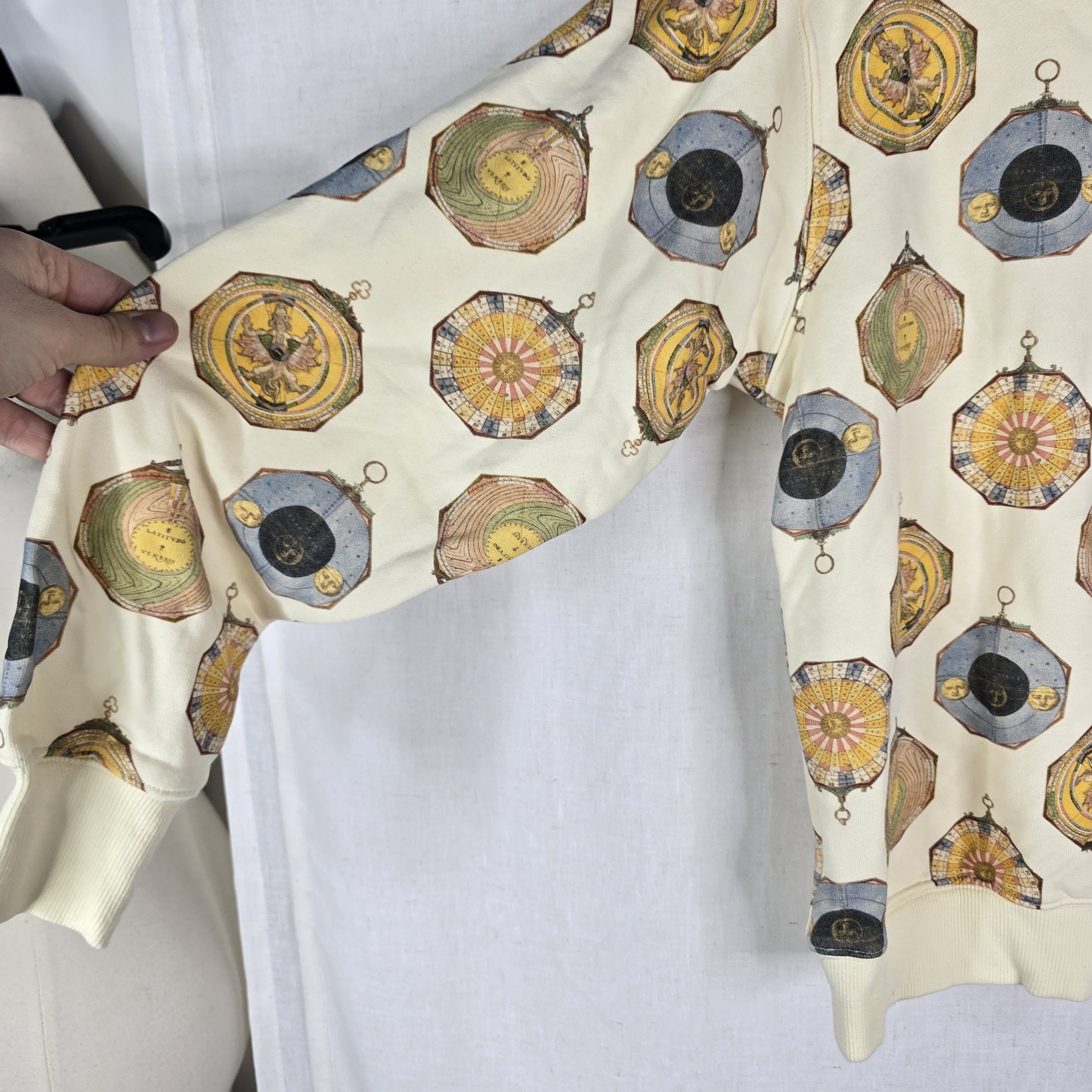 CLOT Clot Mens Medium Compass Pullover Yellow Cream White Hoodie Size US M / EU 48-50 / 2 - 10 Thumbnail