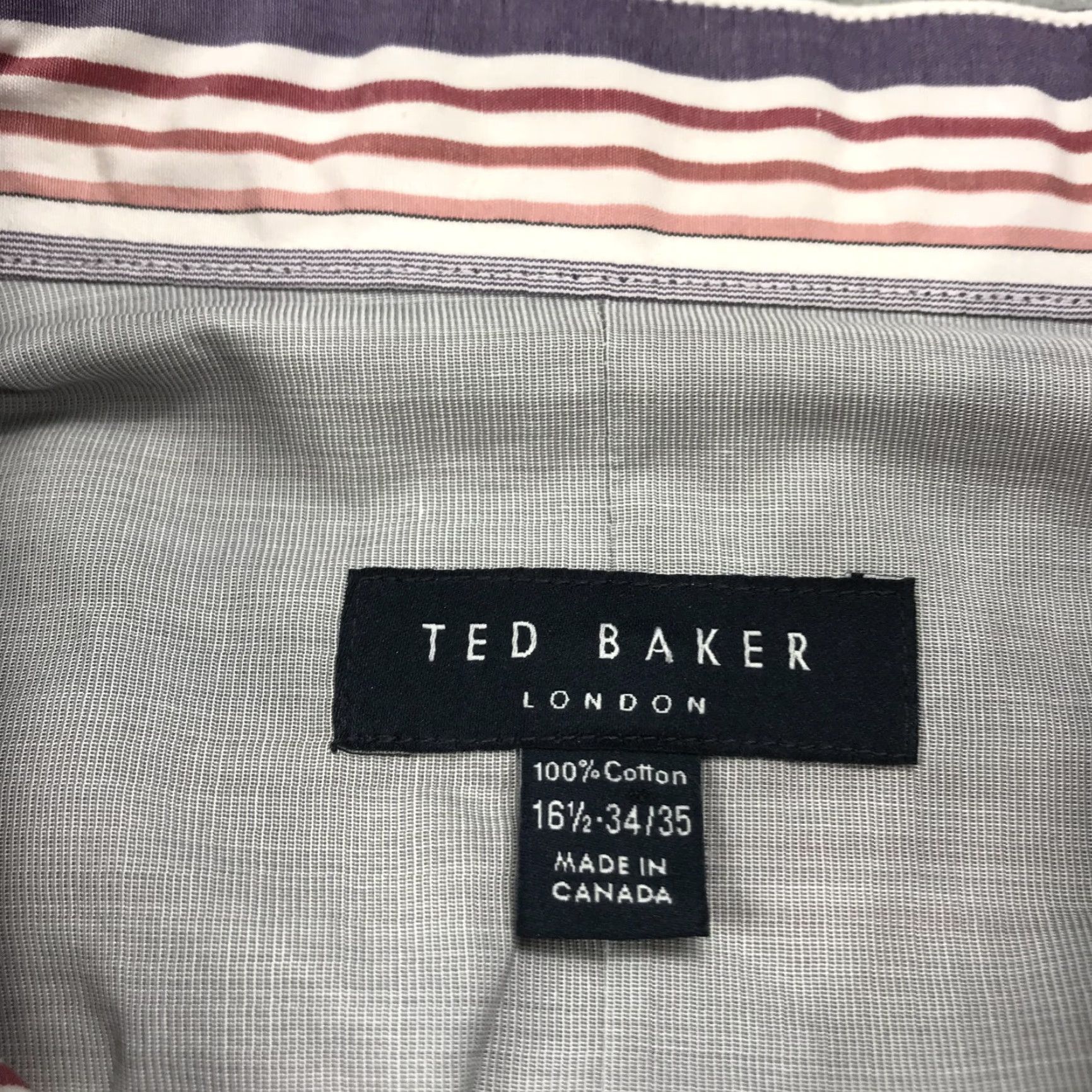 Ted Baker Ted Baker Shirt Mens 16.5 34 35 Purple Red Striped Dress Cotton NWT London Size 46R - 4 Thumbnail