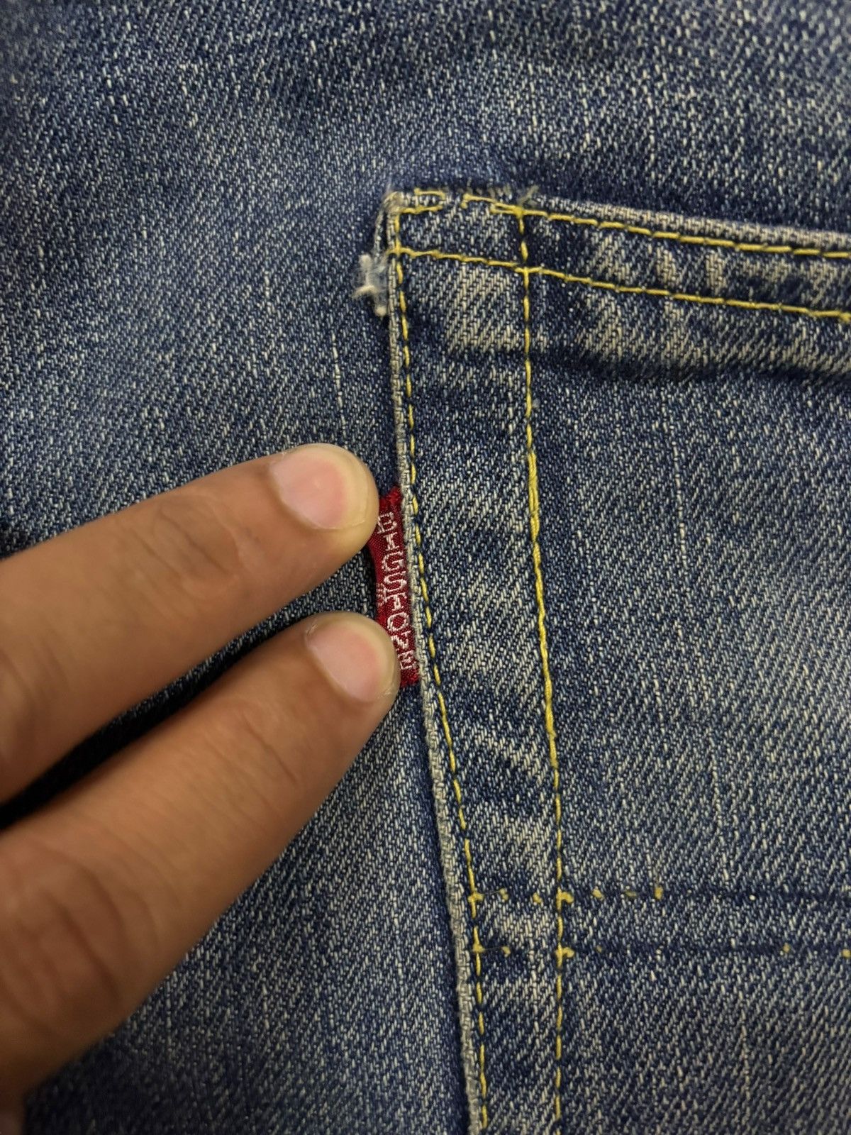 Vintage 90s Bigstone USA Selvedge Yellow Stitch Faded Jeans Size US 36 / EU 52 - 9 Thumbnail