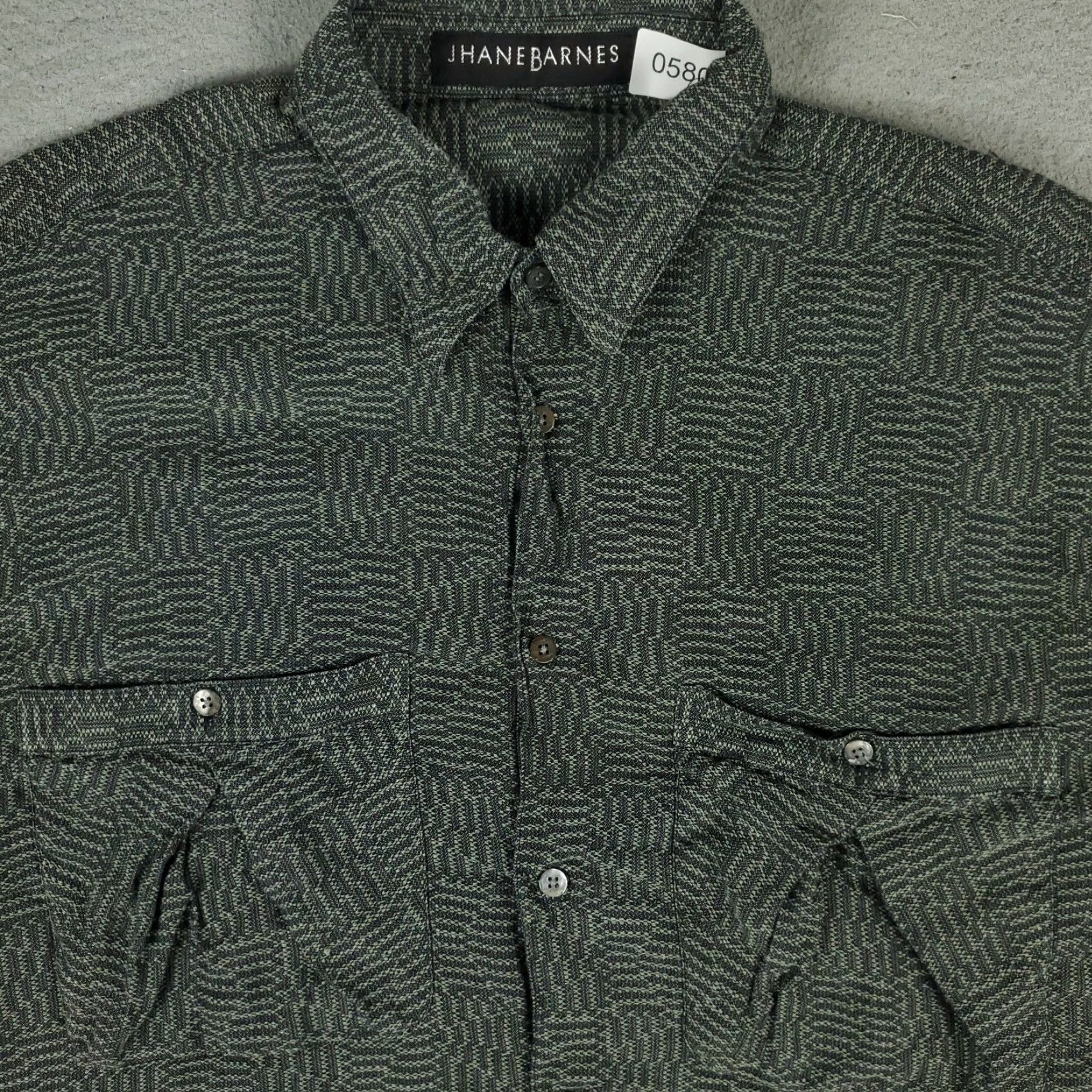 Vintage VINTAGE Jhane Barnes Shirt Mens XL Green/Gray 2 Pocket Abstract Button Up Long Sleeve Size US XL / EU 56 / 4 - 2 Thumbnail