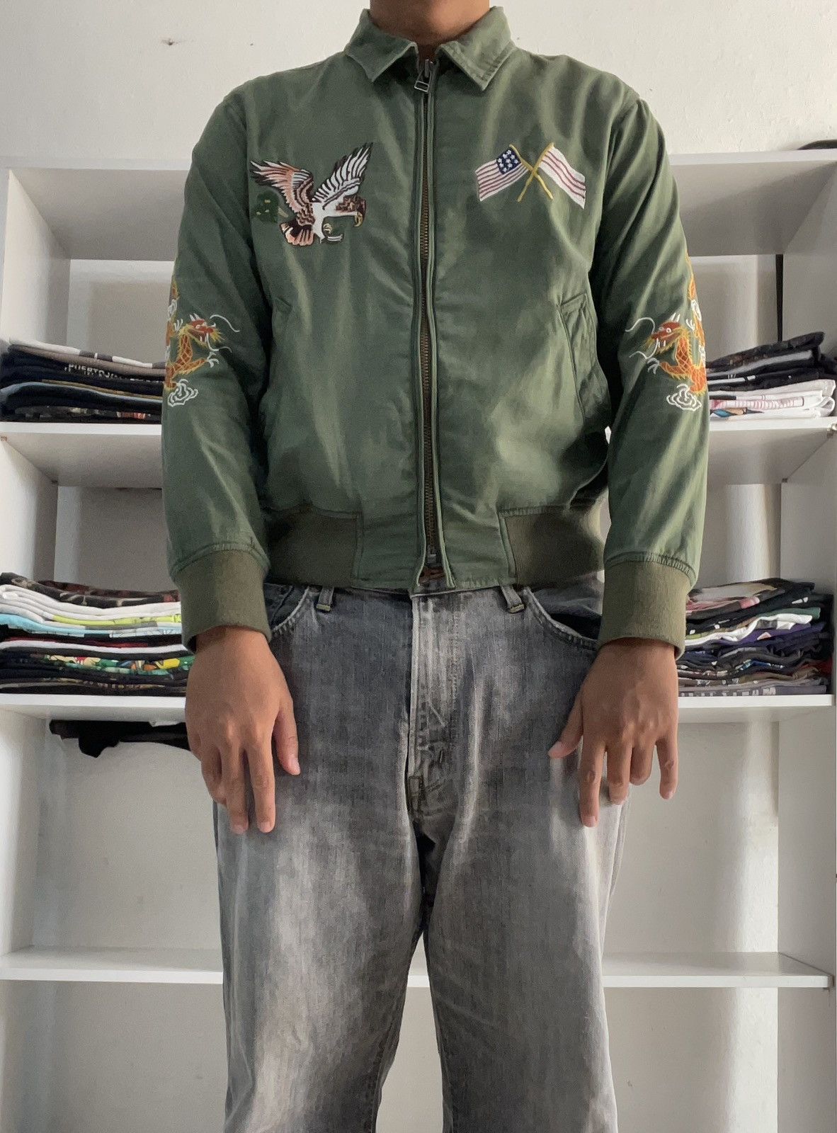 Avirex VINTAGE AVIREX MILITARY SUKAJAN EMBROIDERY COLLAR ZIP JACKET Size US S / EU 44-46 / 1 - 7 Thumbnail