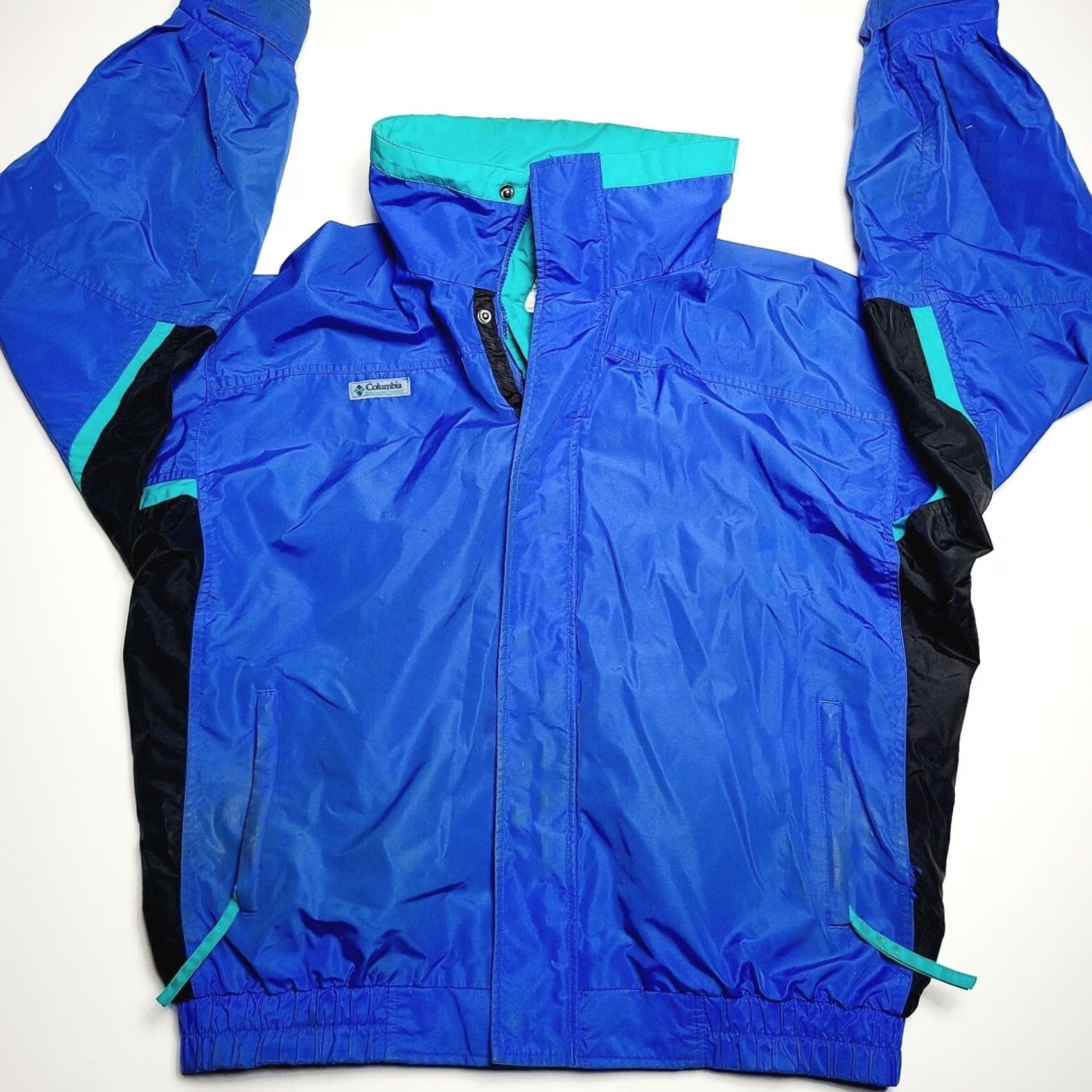 Etro VTG Columbia Bugaboo Windbreaker Jacket Men’s L Nylon 90s Blue Green Zip Regular Travel Hiking Workwear Mens Size US L / EU 52-54 / 3 - 2 Thumbnail
