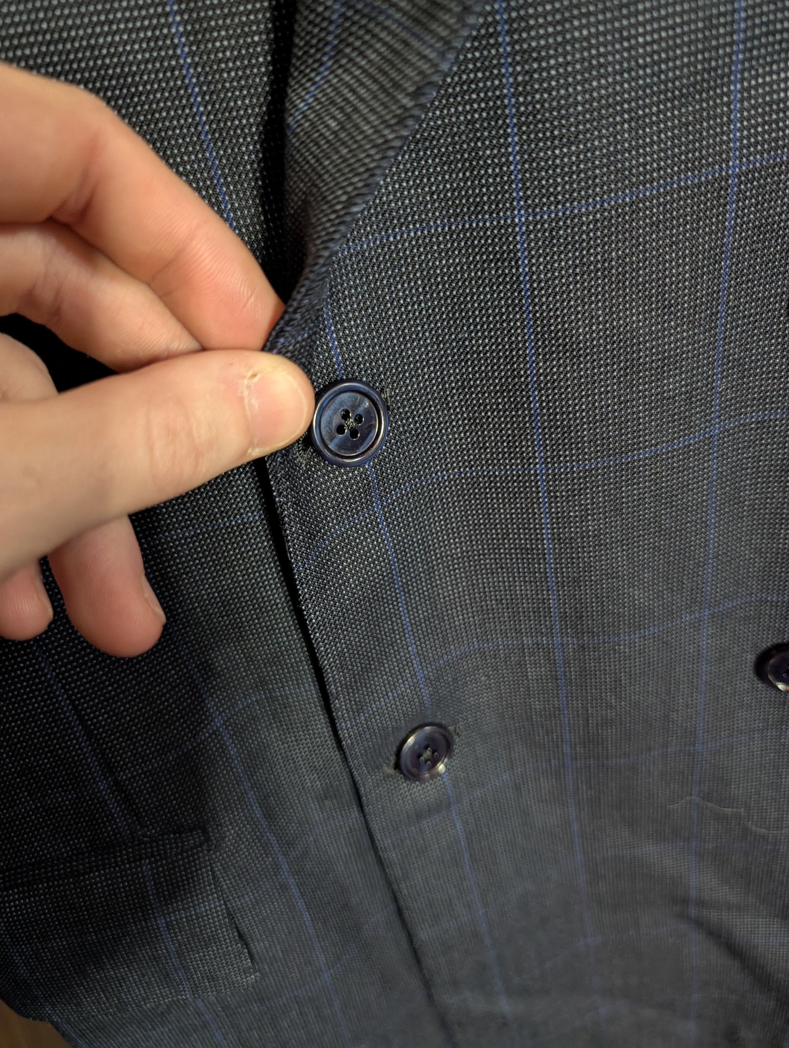 Bespoken NAURA Paris bespoke navy check double breasted jacket Size 44R - 4 Thumbnail