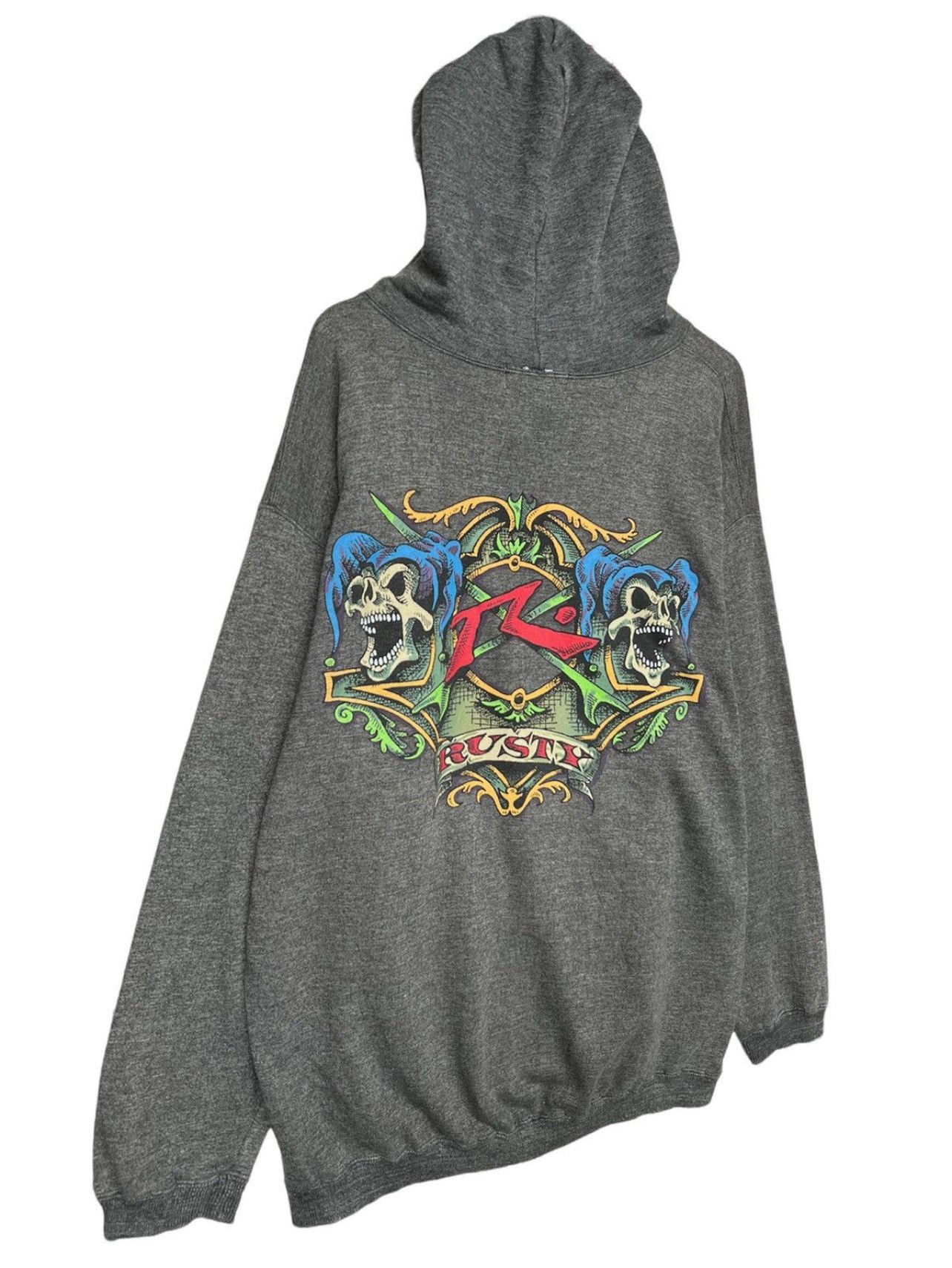 Vintage Vintage 90s Rusty Skull Bones Surf Baggy Hoodie Size US L / EU 52-54 / 3 - 4 Thumbnail