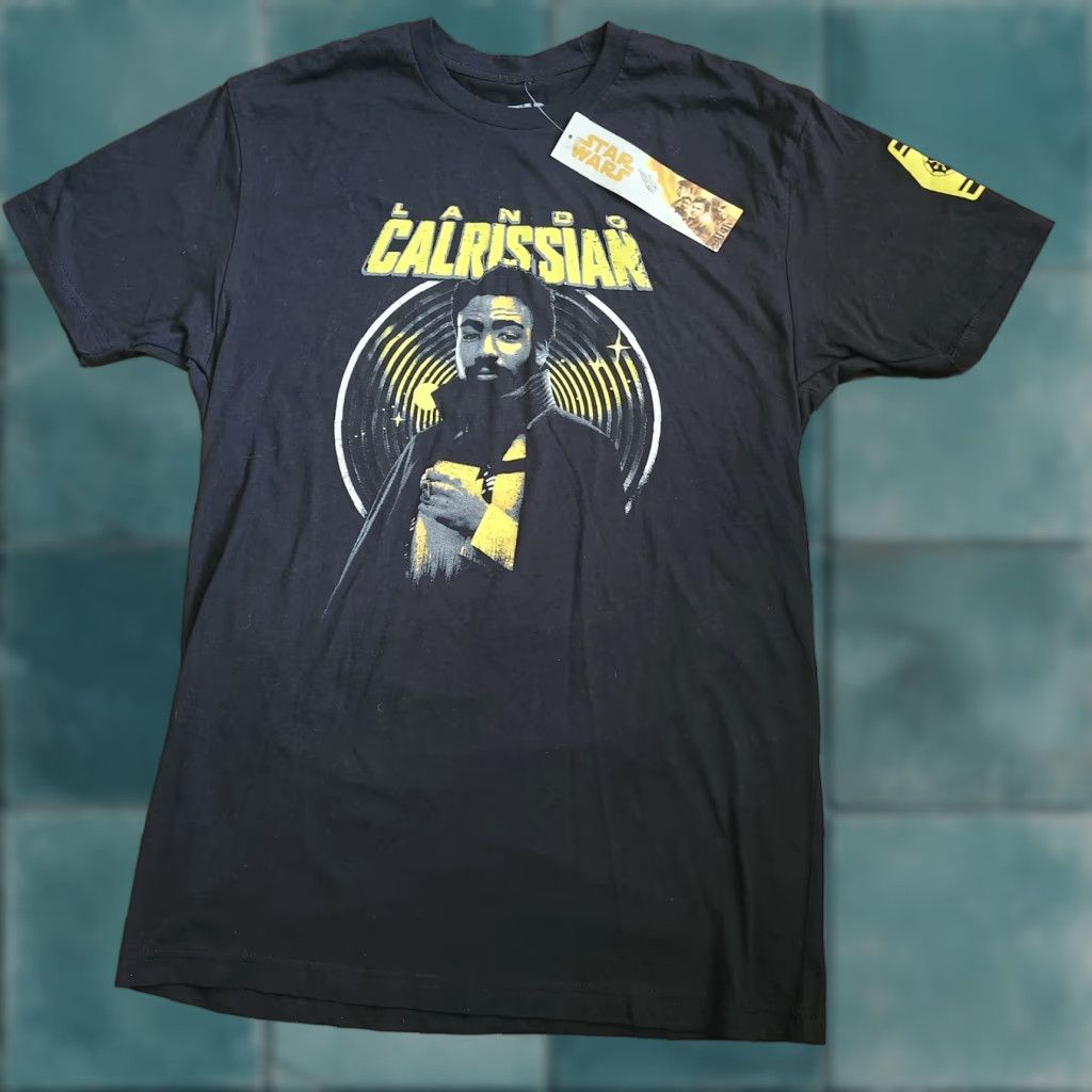 Vintage Star Wars Fifth Sun Men's T-Shirt Graphic Print Lando Calrissian Black Crew Neck Short Sleeve Medium NWT Size US M / EU 48-50 / 2 - 1 Thumbnail