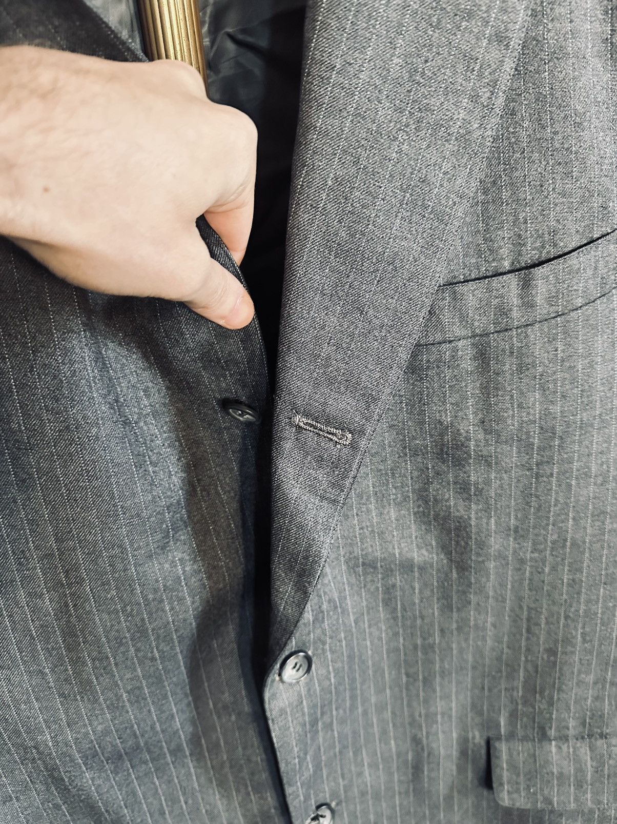 Brooks Brothers Early vintage gray pinstriped all wool blazer jacket Size 40R - 4 Thumbnail