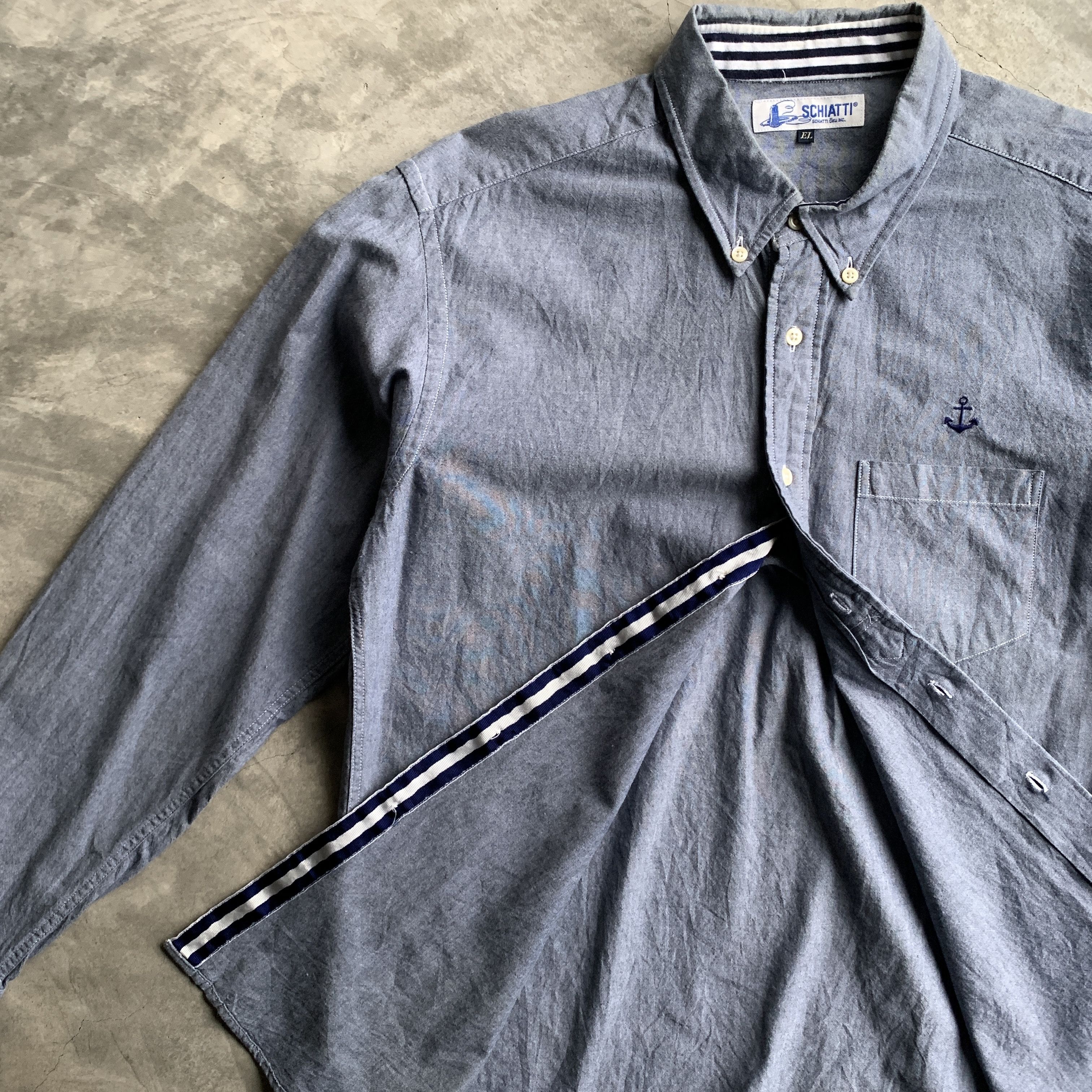 Japanese Brand × Vintage Schiatti Oku inc. Chambray Shirt Button down Size US M / EU 48-50 / 2 - 3 Thumbnail