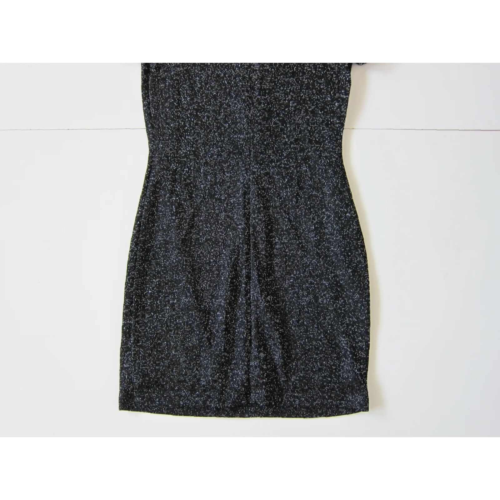 Vintage VINTAGE By Choice Stretch Black Silver Sparkle Short Sleeve Tunic Sheath Dress 11 Size 32" / US 10 / IT 46 - 6 Thumbnail