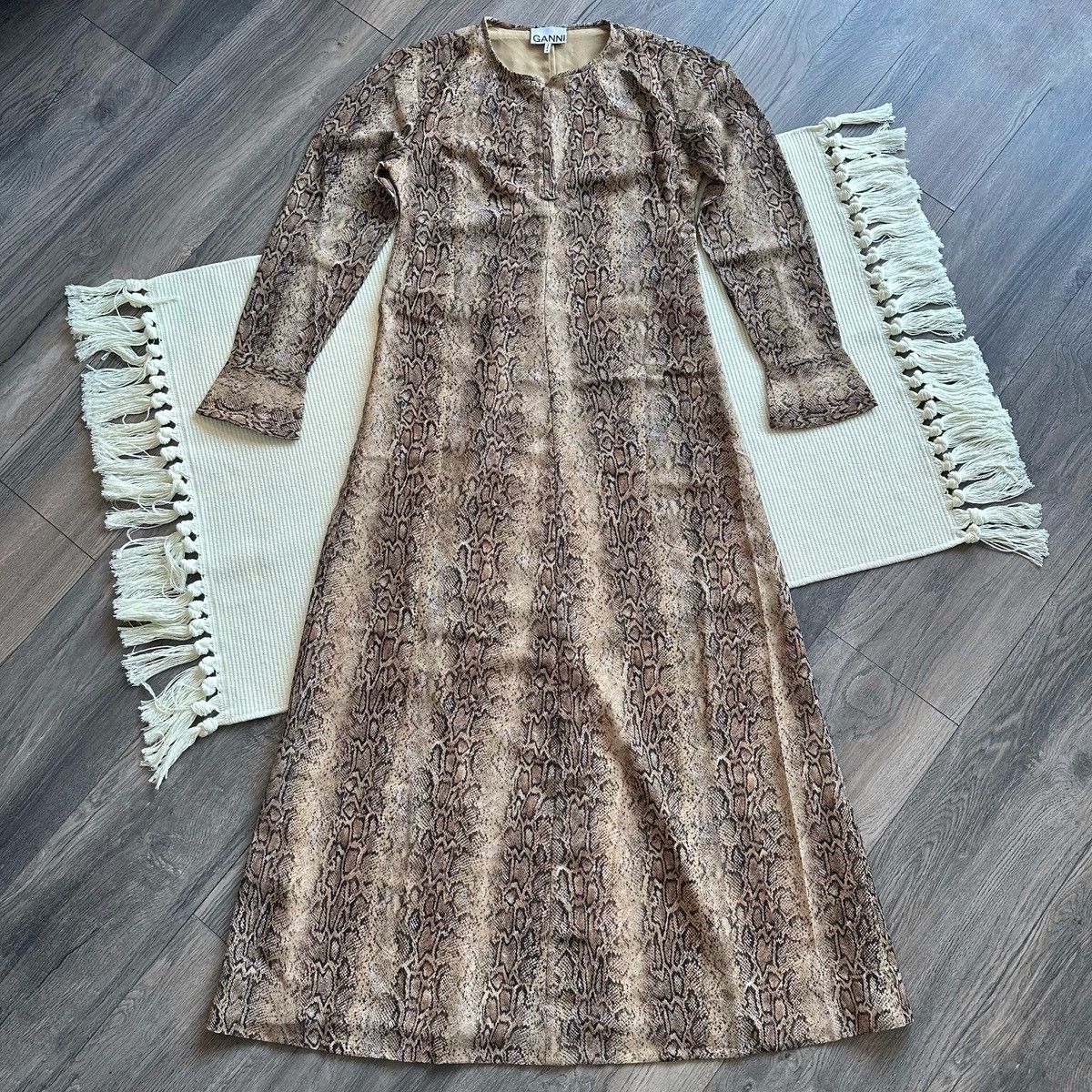 Ganni GANNI Snake Print Starfish Long Sleeve Maxi Dress Size XS / US 0-2 / IT 36-38 - 1 Thumbnail