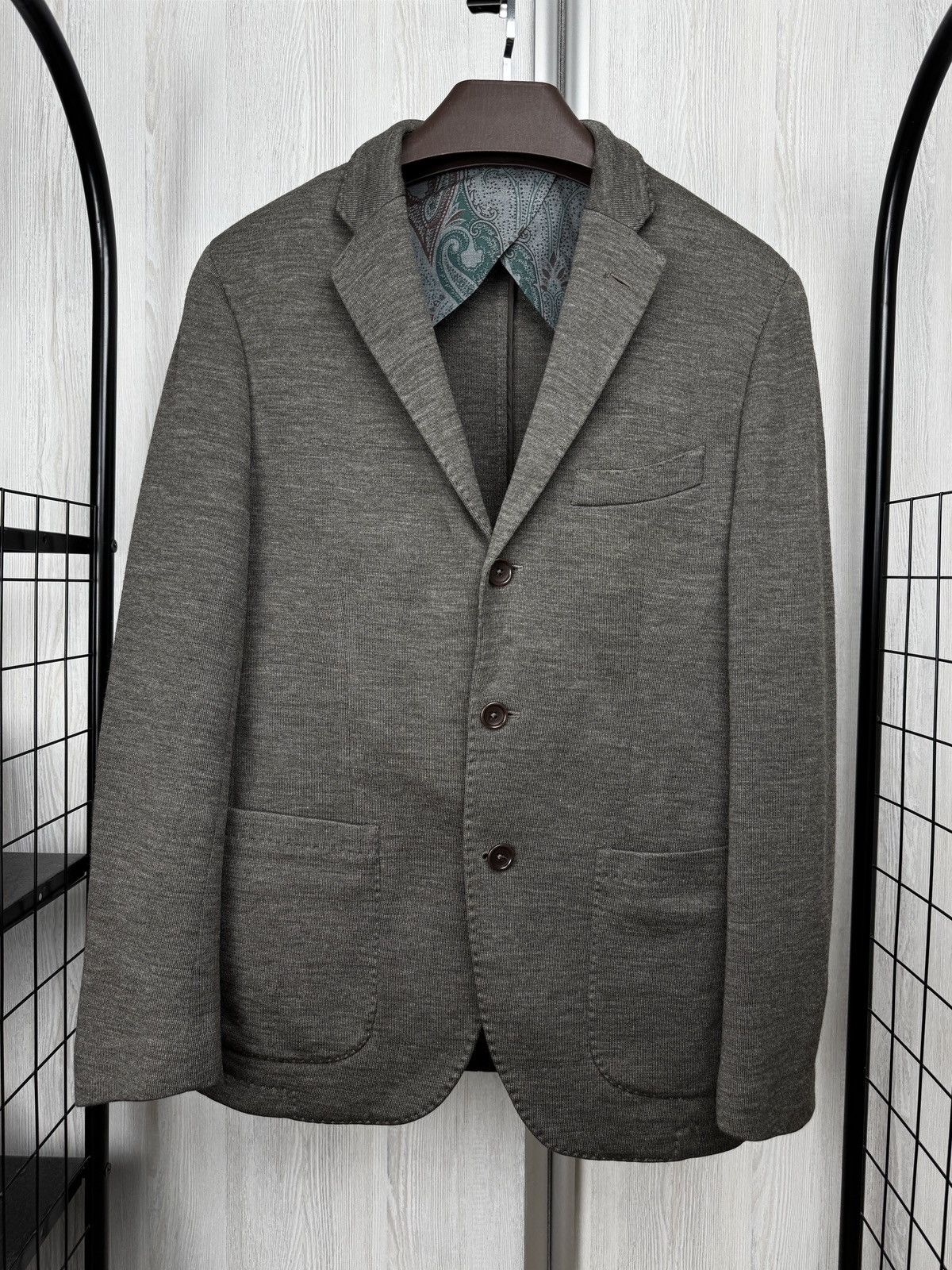 Altea Altea Robert Grey-Brown 3 button wool blend unlined blazer Size 42R - 2 Thumbnail