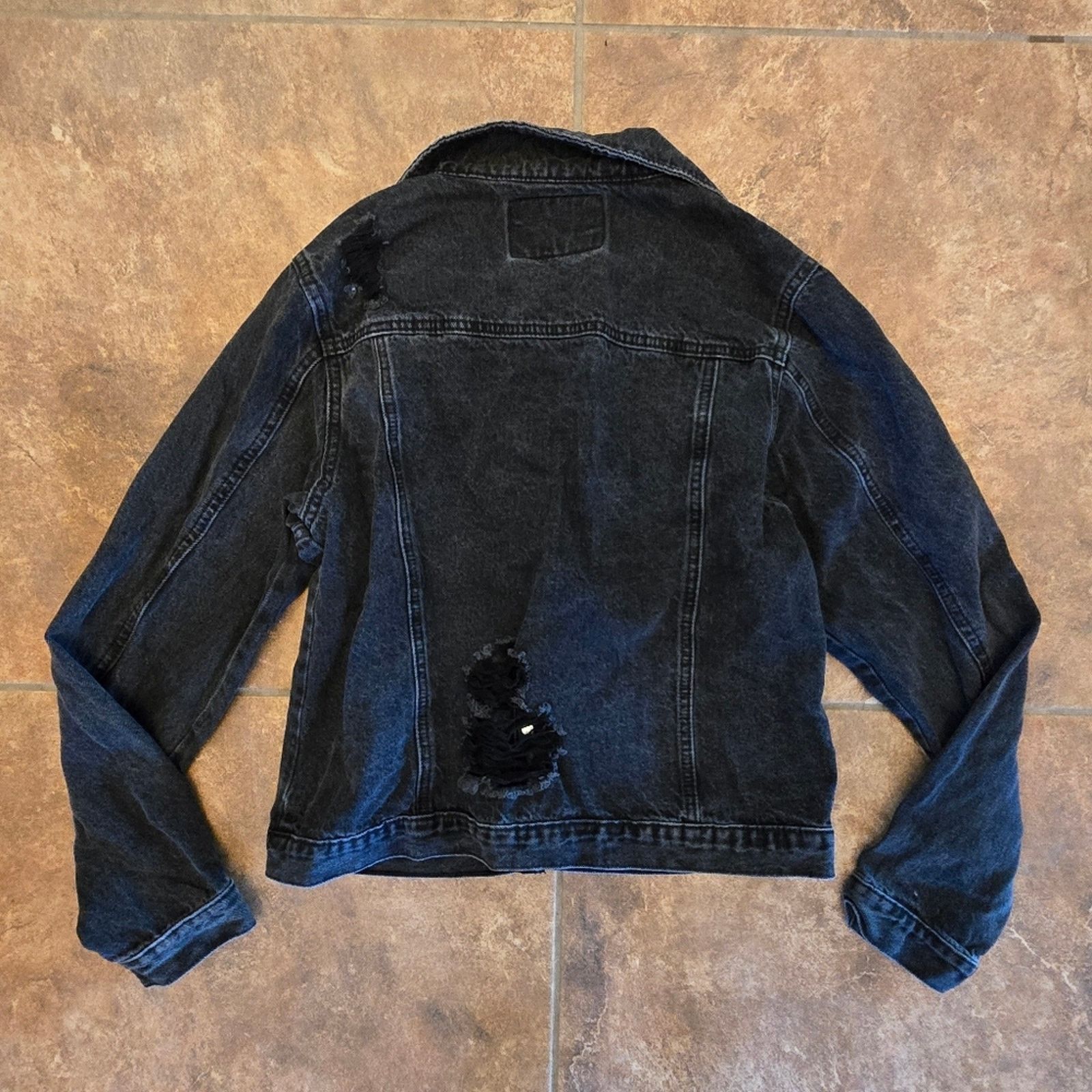 Other Black Denim | REFUGE | Distressed Jean Jacket Size S / US 4 / IT 40 - 2 Thumbnail