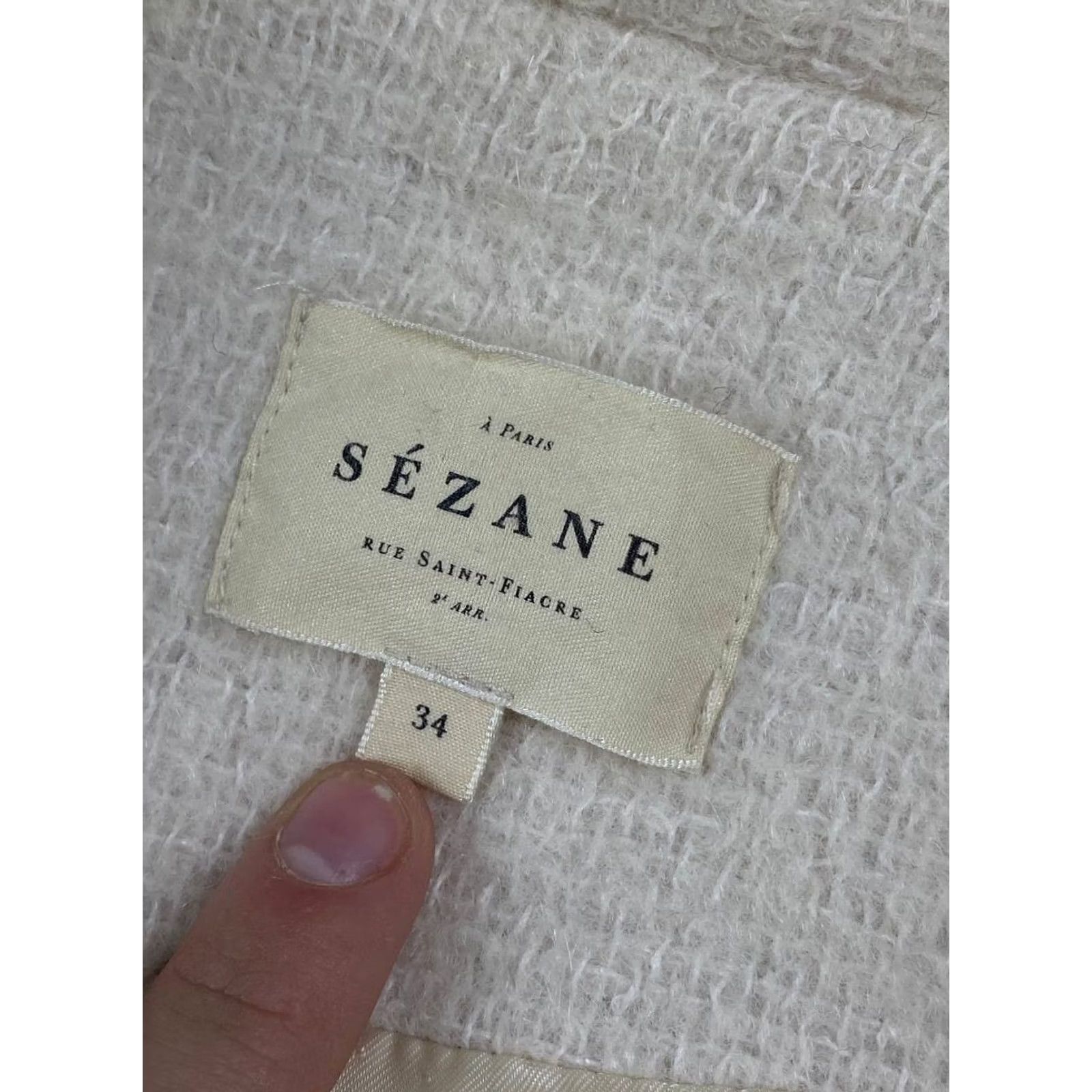 Vintage Sézane Coat Women Size 34 White Wool Size XXS / US 00 / IT 34 - 5 Thumbnail