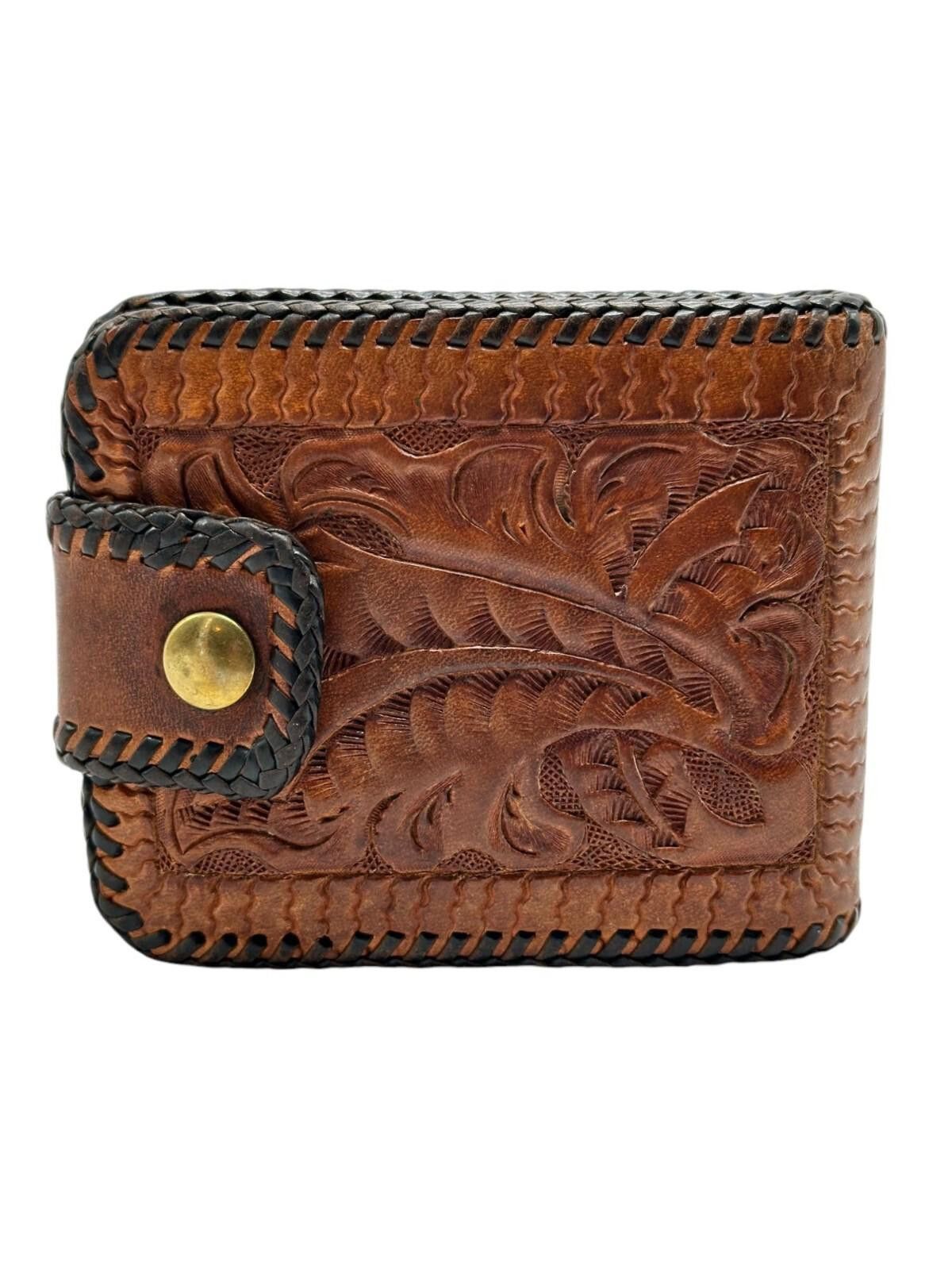 The Unbranded Brand Handcrafted Leather Wallet Floral Embossed Design Size ONE SIZE - 4 Thumbnail