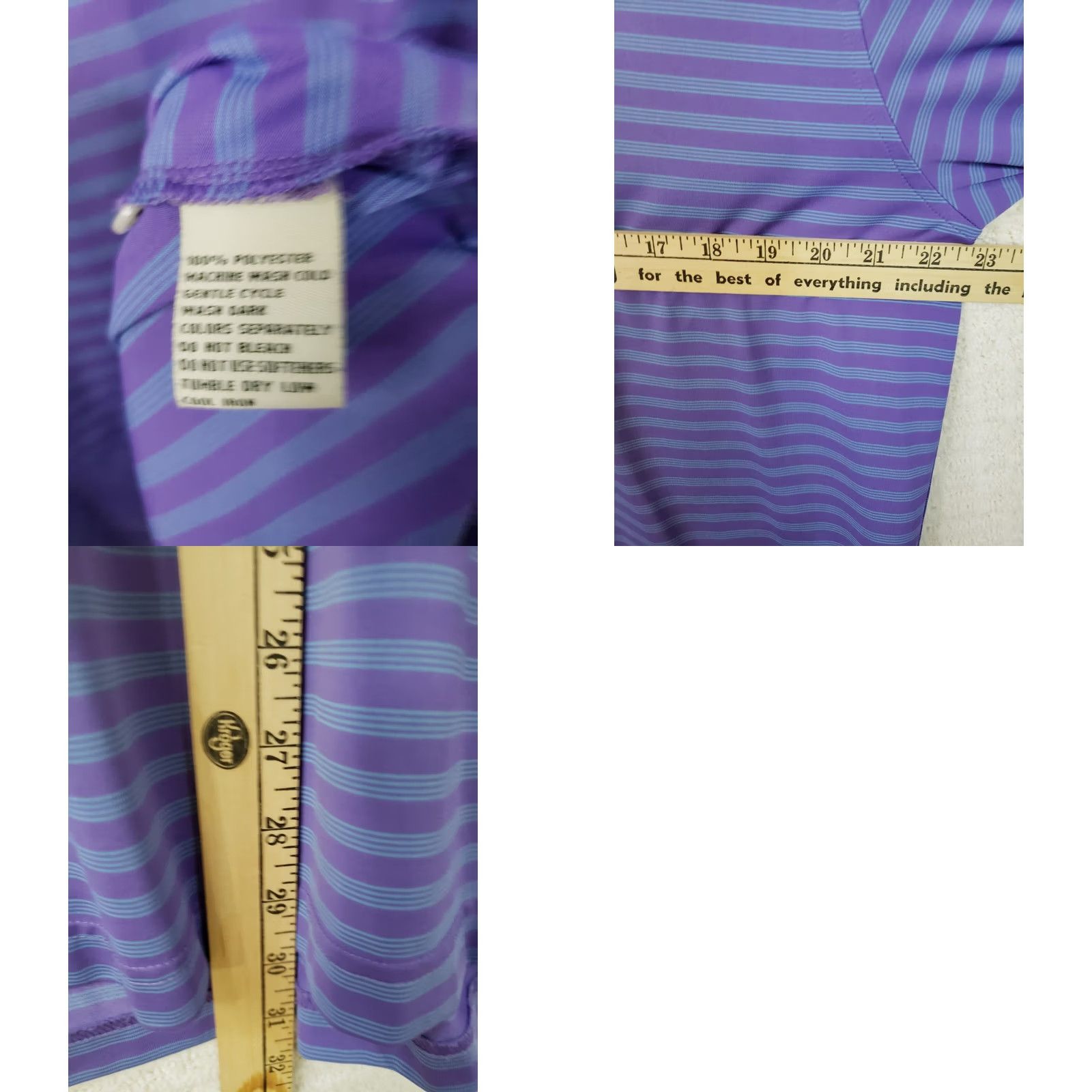 Vintage Donald Ross Polo Shirt Mens M Purple Blue Striped Performance Lightweight Golf Shirt Size US M / EU 48-50 / 2 - 9 Thumbnail