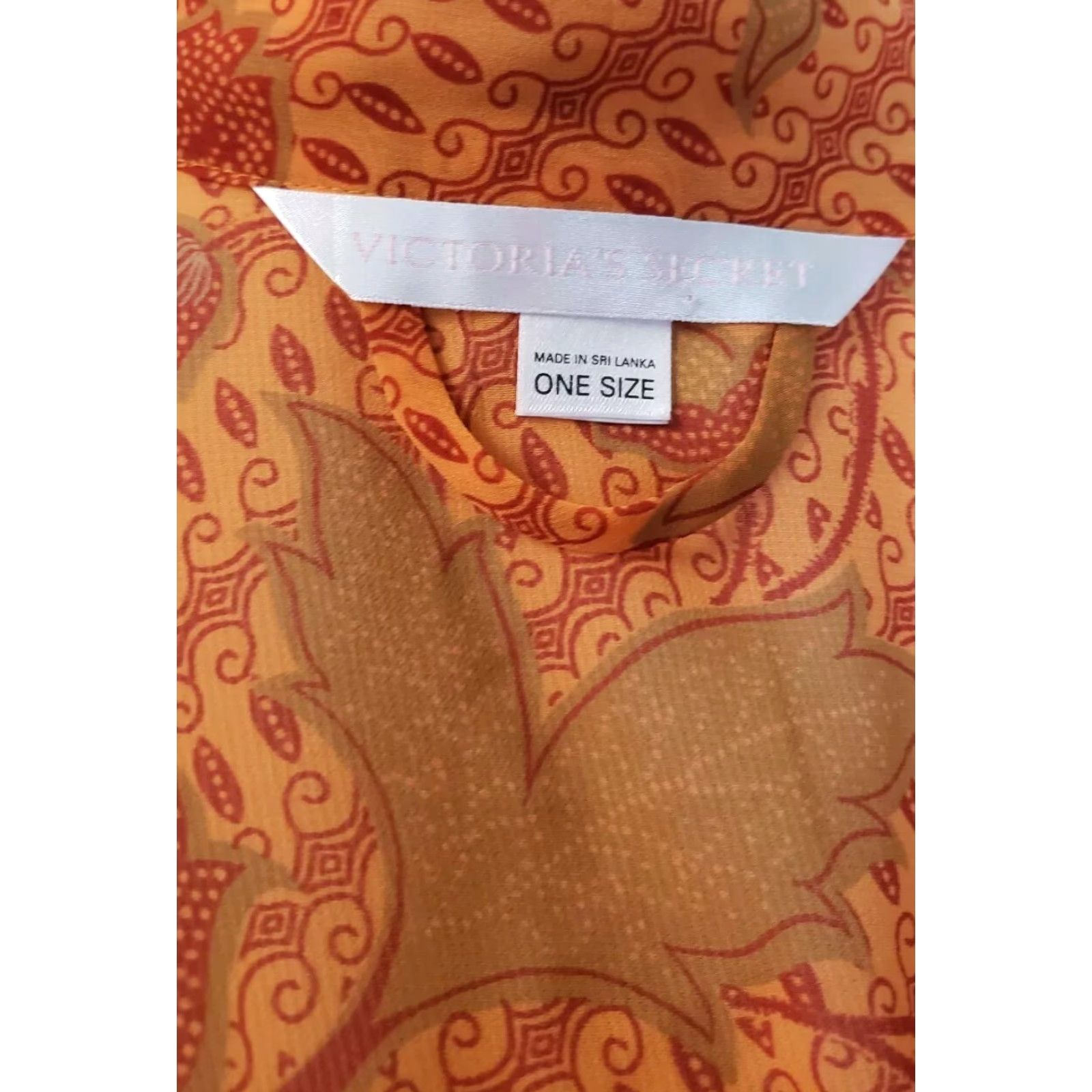 Victoria's Secret Victoria’s Secret Robe Women One Size Orange Floral Sheer Belted Pockets Kimono Loungewear Belted Lightweight Pockets OS Size ONE SIZE - 6 Thumbnail