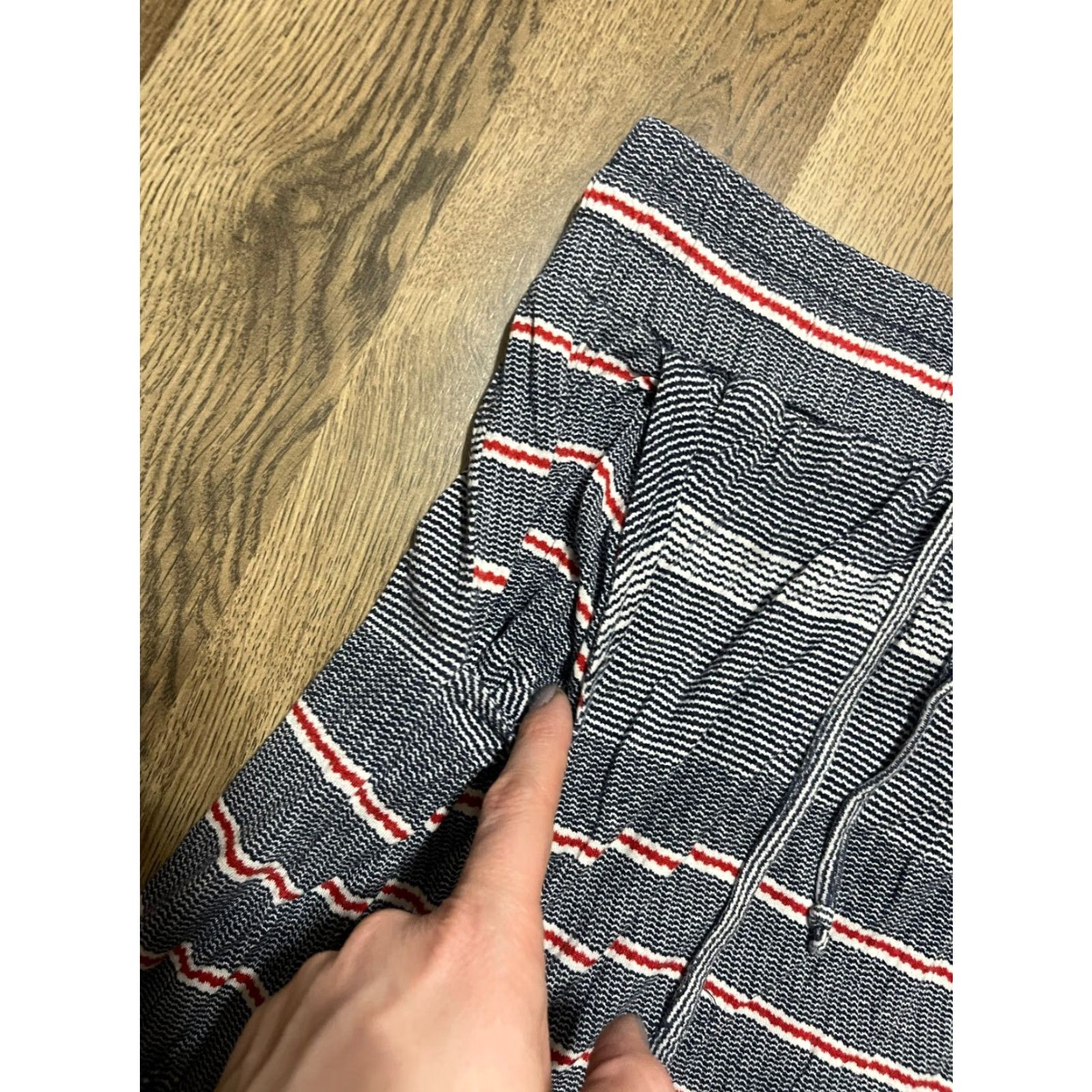 Vintage Design History Skirt, Women's Size Small, Tie Waist, Side Slit, Blue Red White, Striped, A-Line, Long, Casual, Regular, Women, SKirt Size 28" / US 6 / IT 42 - 3 Thumbnail