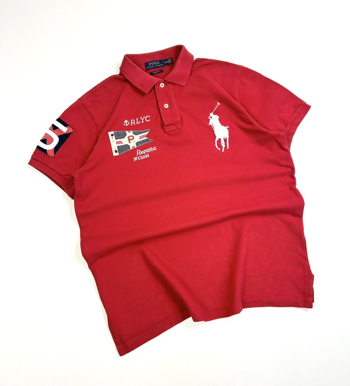 Polo Ralph Lauren × Vintage Vintage Polo Ralph Lauren Big Rider Red Rugby T-shirt y2k Size US M / EU 48-50 / 2 - 2 Thumbnail