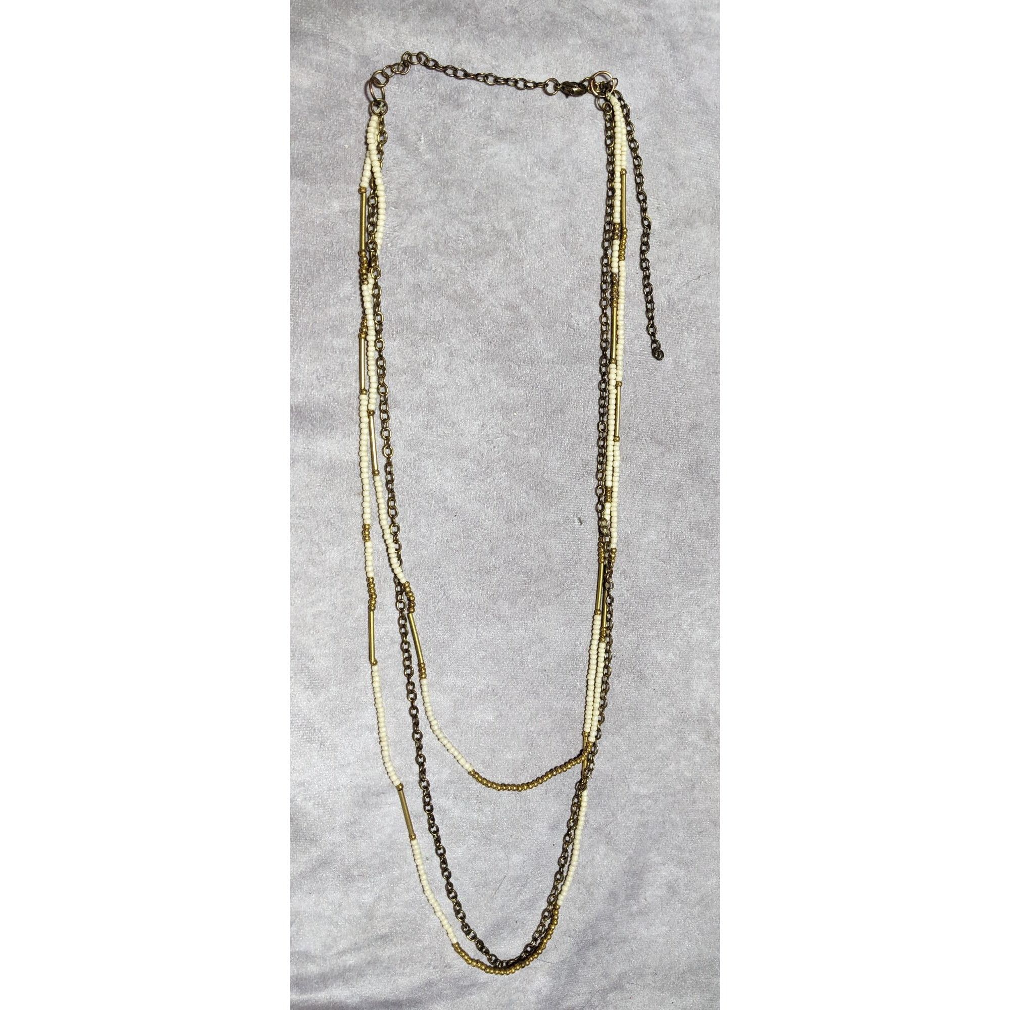 Other Gold White Multilayer Bohemian Necklace Size ONE SIZE - 8 Thumbnail