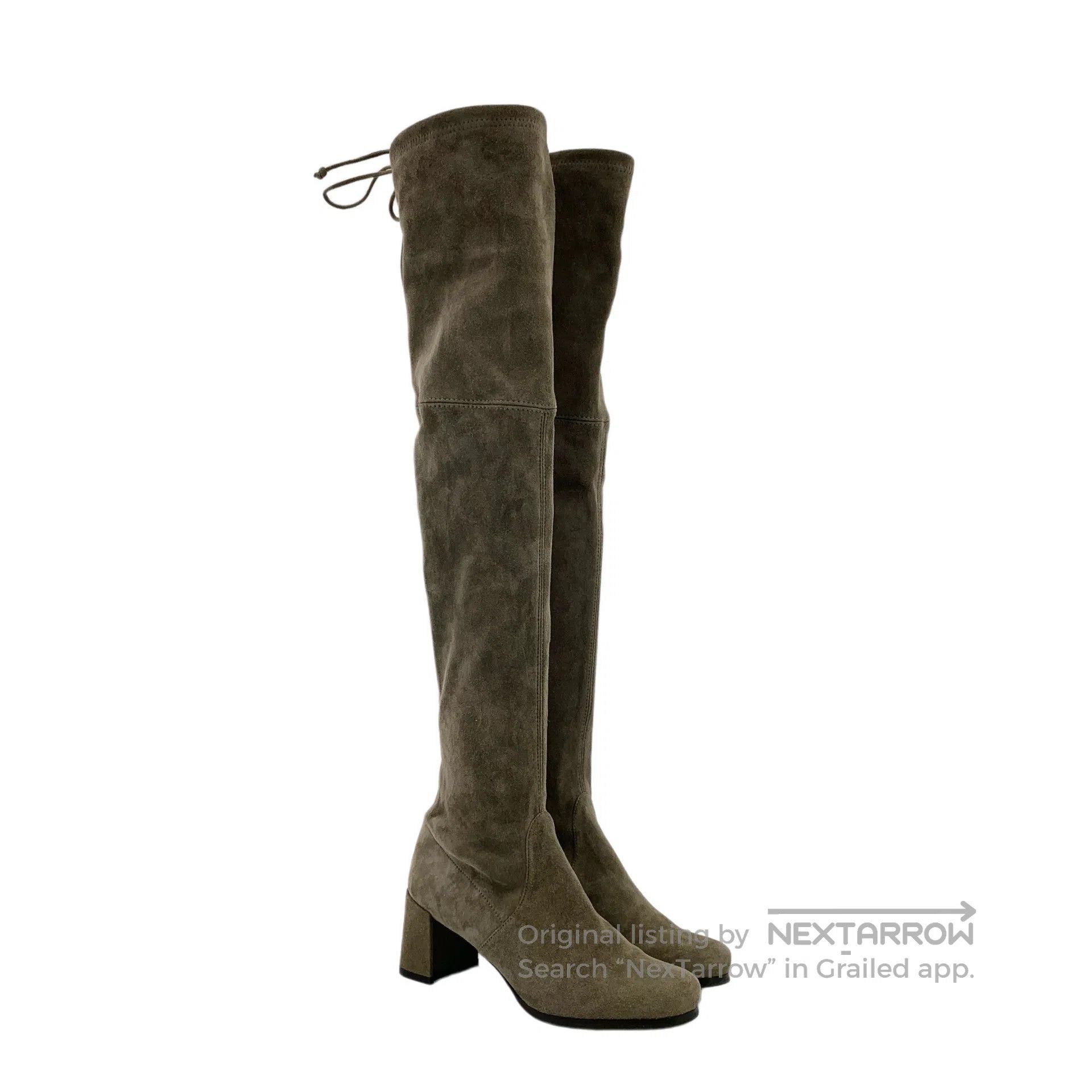 Swarovski SW Brown suede round toe thick heel high boots| Size US 5.5 / IT 35.5 - 2 Thumbnail