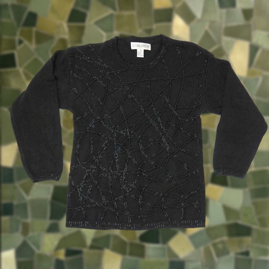 Vintage VINTAGE 90s Victoria Harbour black beaded pullover sweater M (Medium) Womens Size M / US 6-8 / IT 42-44 - 1 Thumbnail