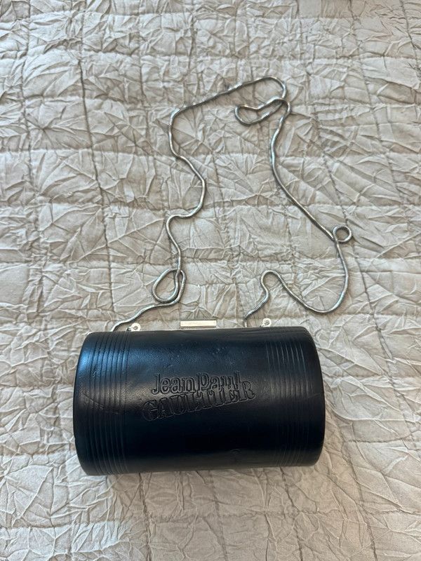 Jean Paul Gaultier Vintage Jean Paul Gaultier Black Silver Cylinder Clutch Leather Bag Grailed