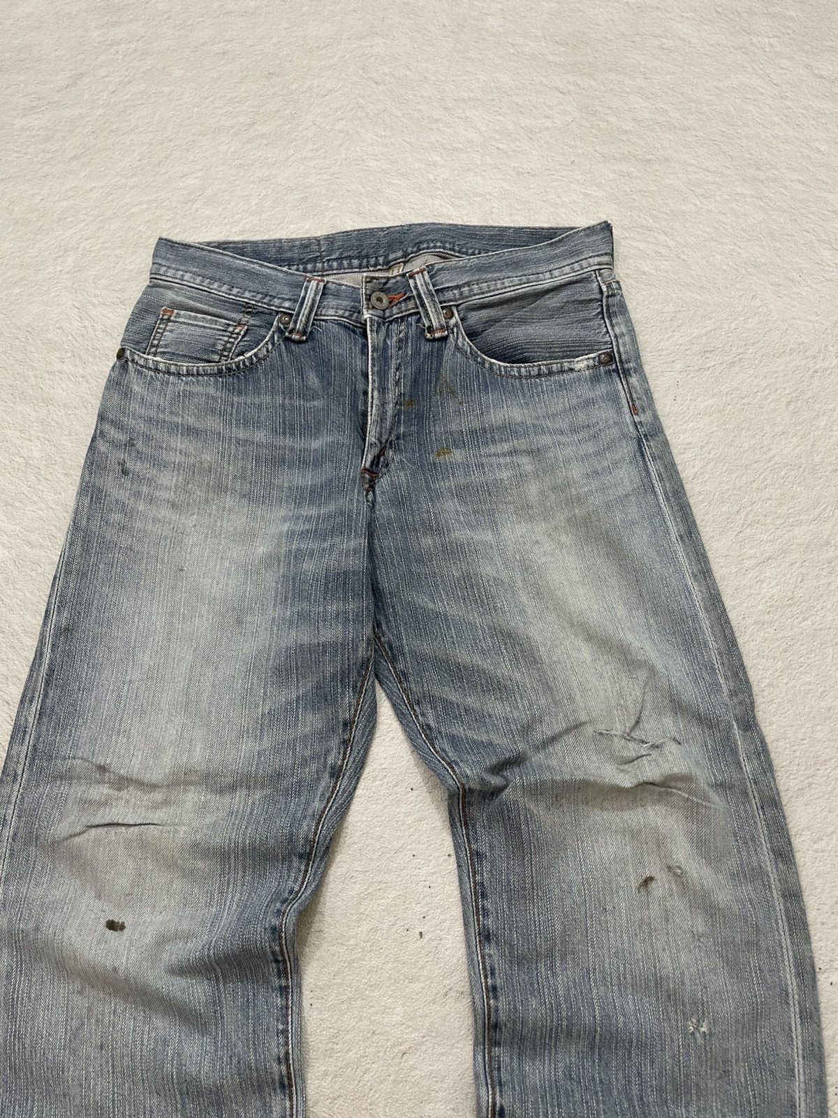 Japanese Brand 2000s Diesel Ripped Denim Washed Jeans Loose Fit Y2K Size US 32 / EU 48 - 2 Thumbnail