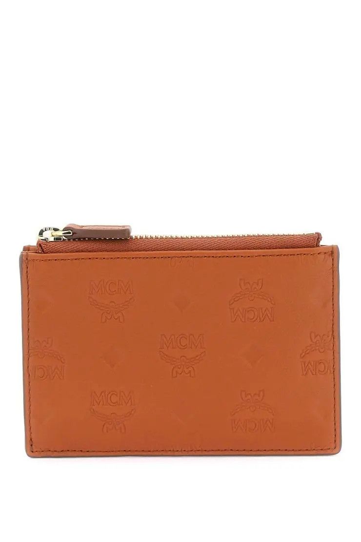 image of MCM O1S22I1N0324 Size-Os Leather Cardholder In Brown, Men's