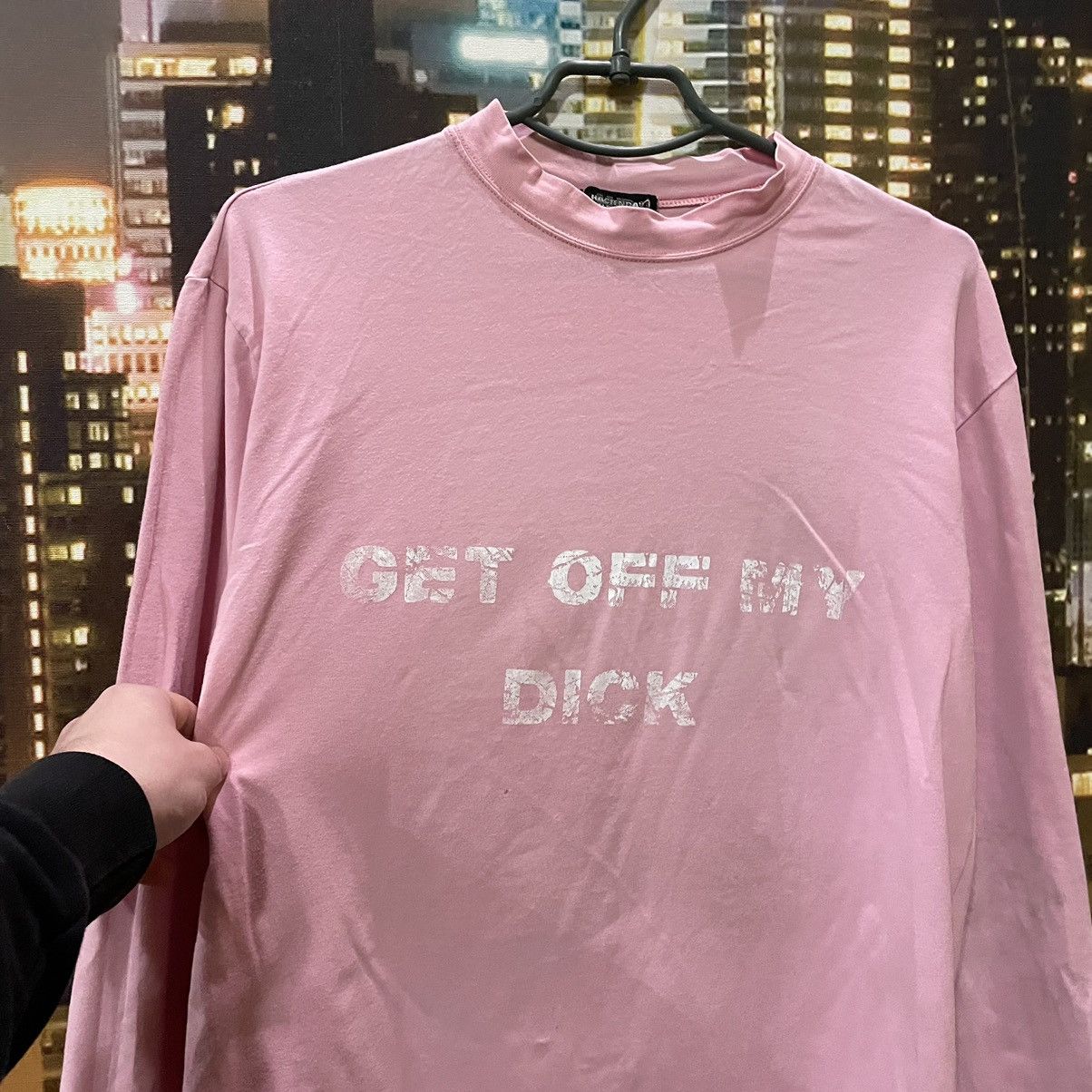 Band Tees PINK HUMOR LONG SLEEVE 90S GET OFF MY D1CK FUNNY PORN XXX Size US M / EU 48-50 / 2 - 3 Thumbnail