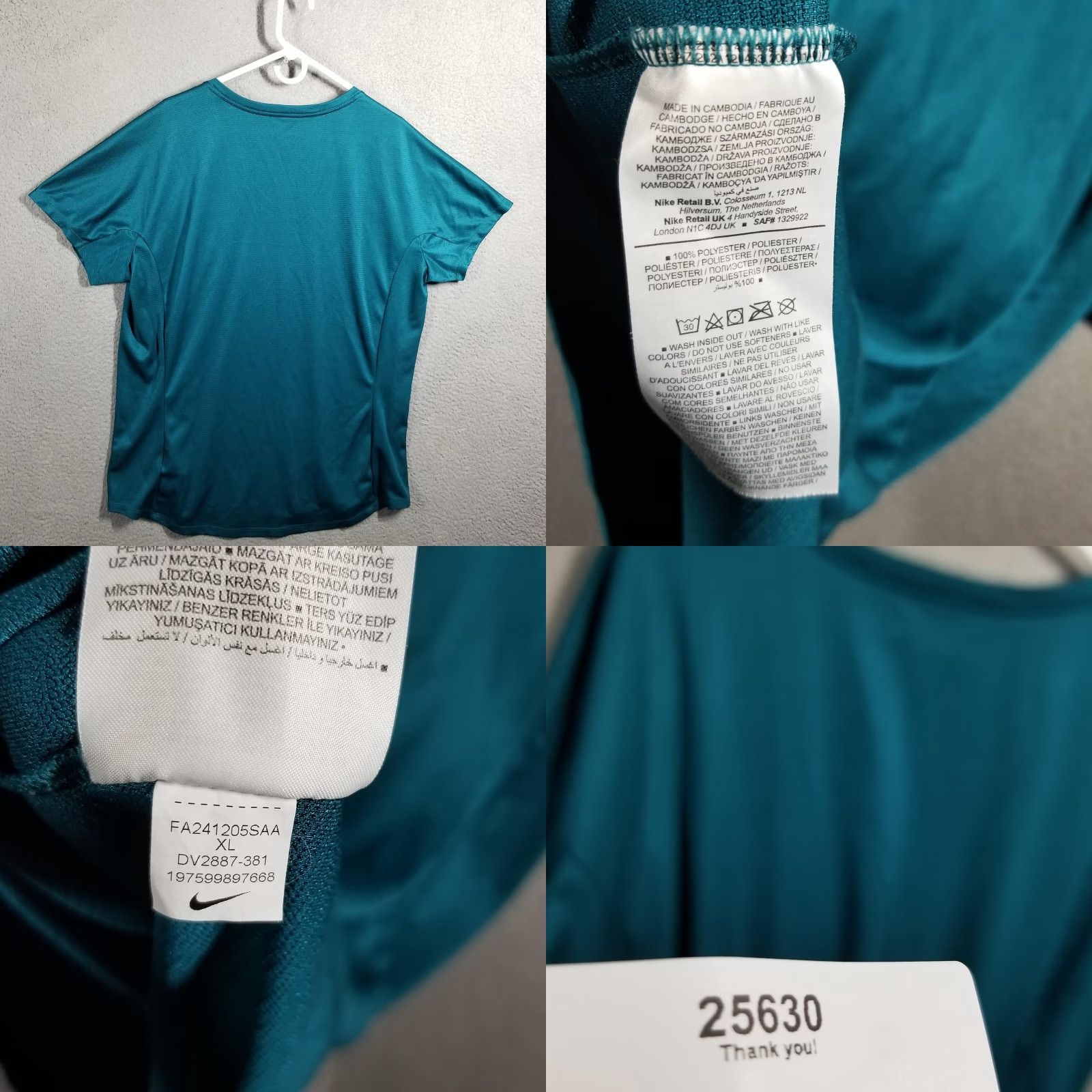 Nike Nike Dri-FIT Tennis Top Shirt Raglan Short Sleeve XL Men’s Teal DV2887-381 Size US XL / EU 56 / 4 - 8 Thumbnail