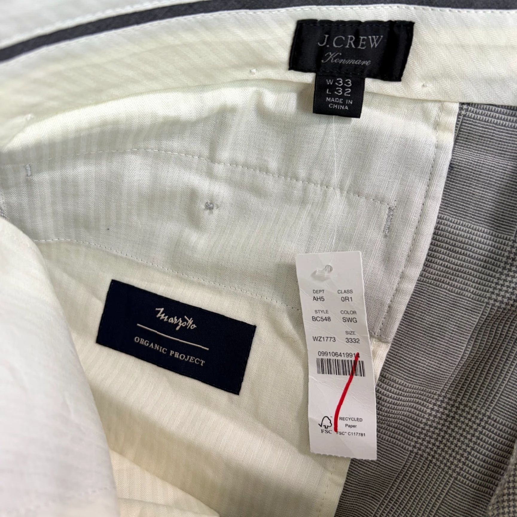 J.Crew J.CREW Kenmare Relaxed-fit Pants Marzotto Wool Grey Men 35x28 NWT Grey Check Dress Pants, Business, Office, Career, Preppy Mens Size US 35 - 2 Thumbnail