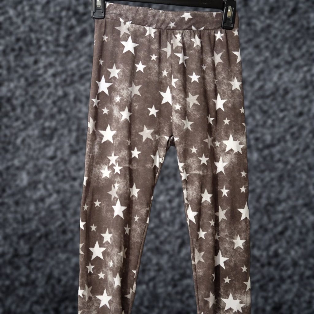 Vintage SHOSHO Nwot! Stretchy Soft Star Print Leggings Grey/White Women's S/M #H96-28 Leggings Size 28" / US 6 / IT 42 - 1 Thumbnail