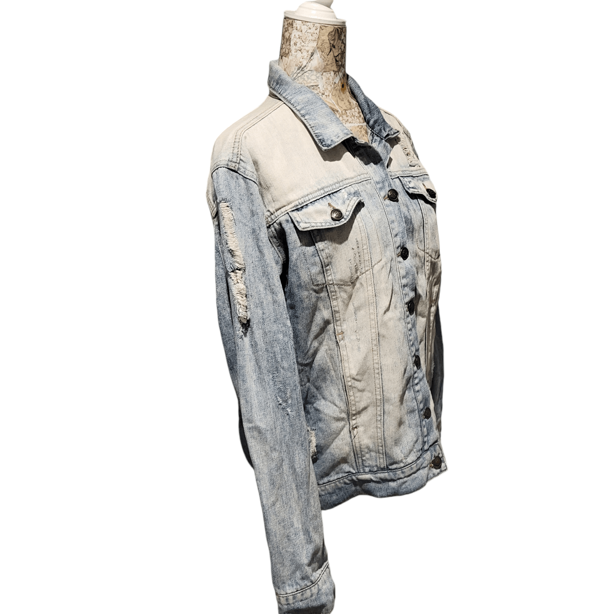 Jessica Simpson Jessica Simpson Distressed Faded Blue Denim Jean Jacket Size M / US 6-8 / IT 42-44 - 8 Thumbnail