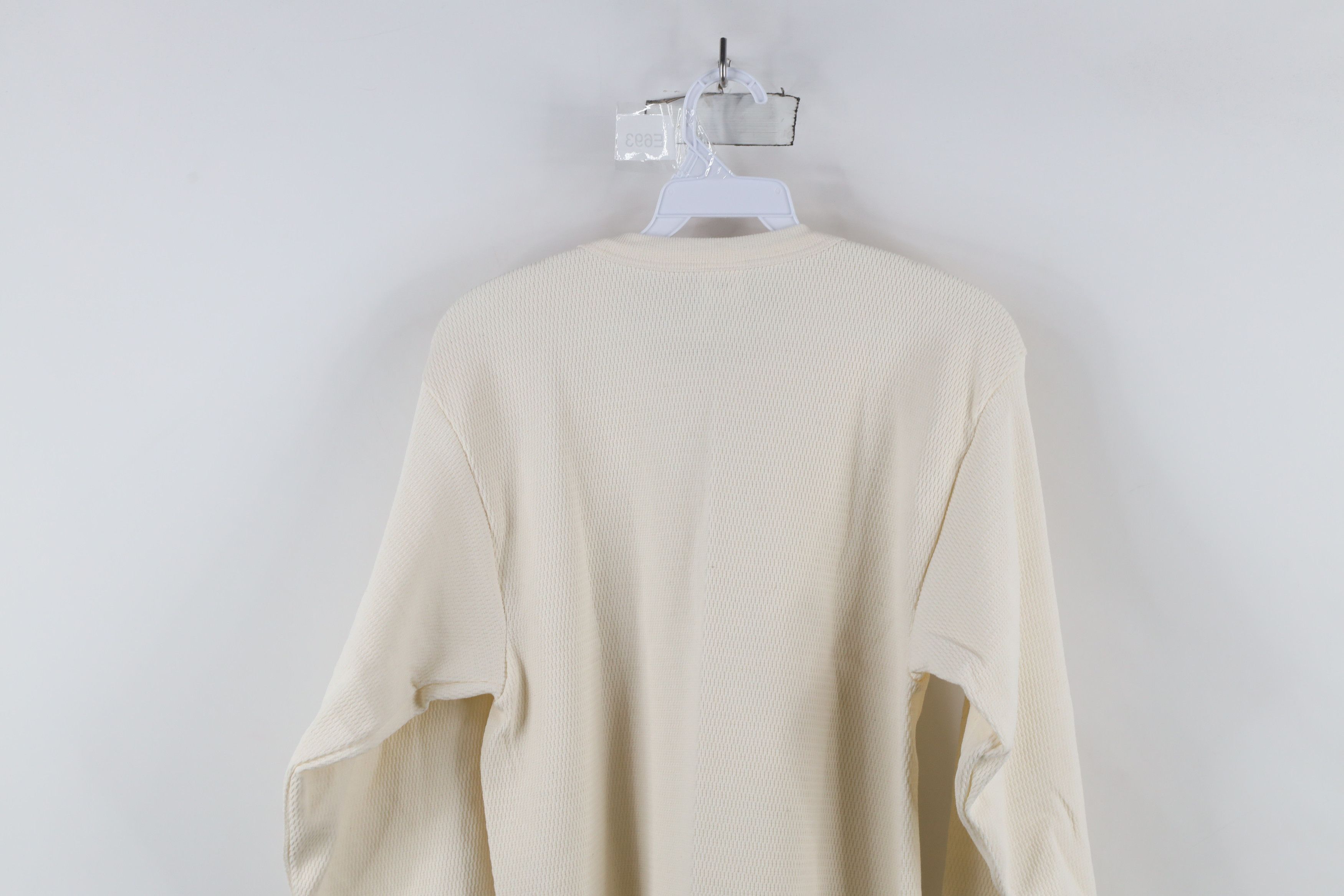Vintage Vintage 90s Streetwear Waffle Knit Long Sleeve T-Shirt Cream Size US XL / EU 56 / 4 - 10 Thumbnail