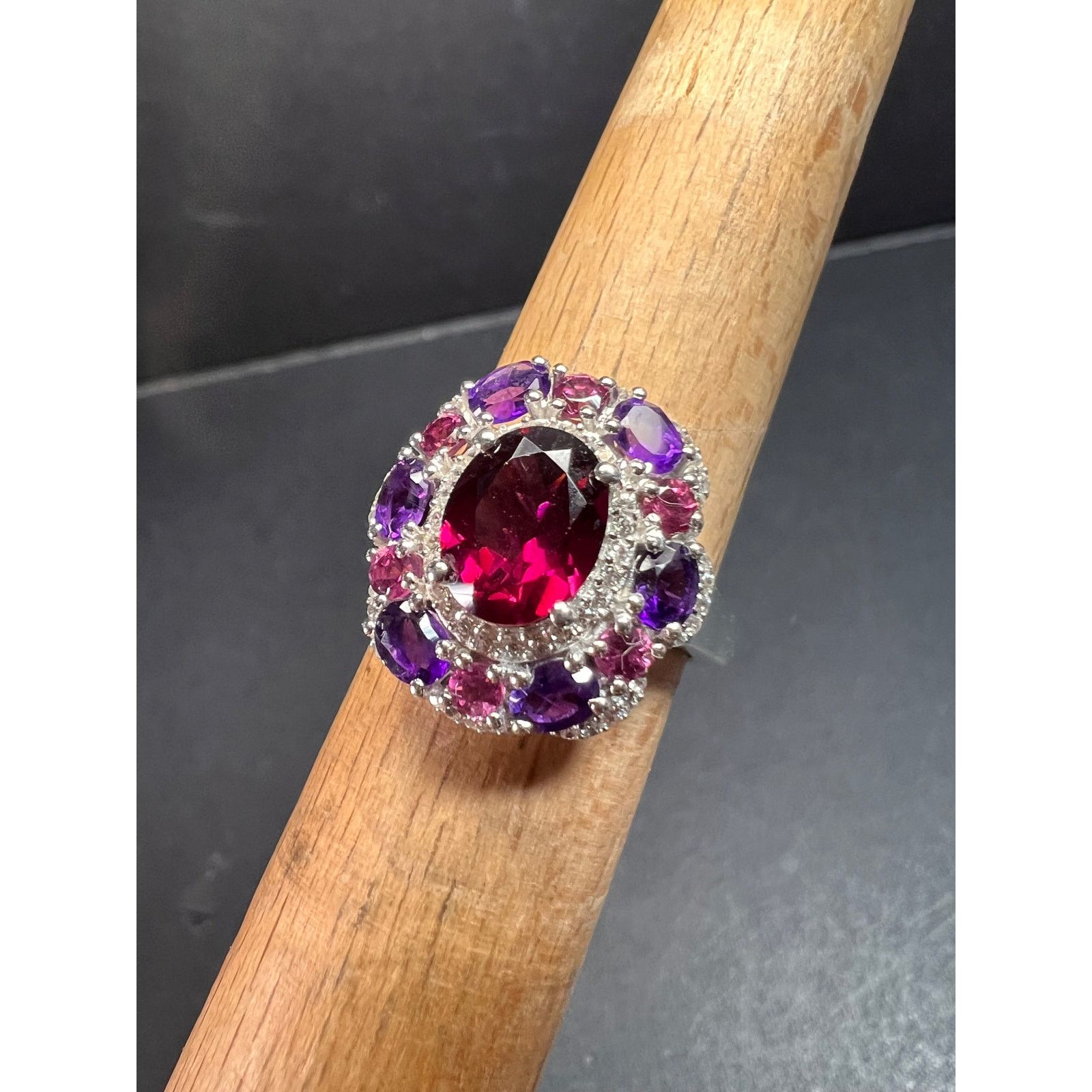 Other NEW rhodolite garnet and amethyst ring in 925 silver size 7 Size ONE SIZE - 1 Thumbnail