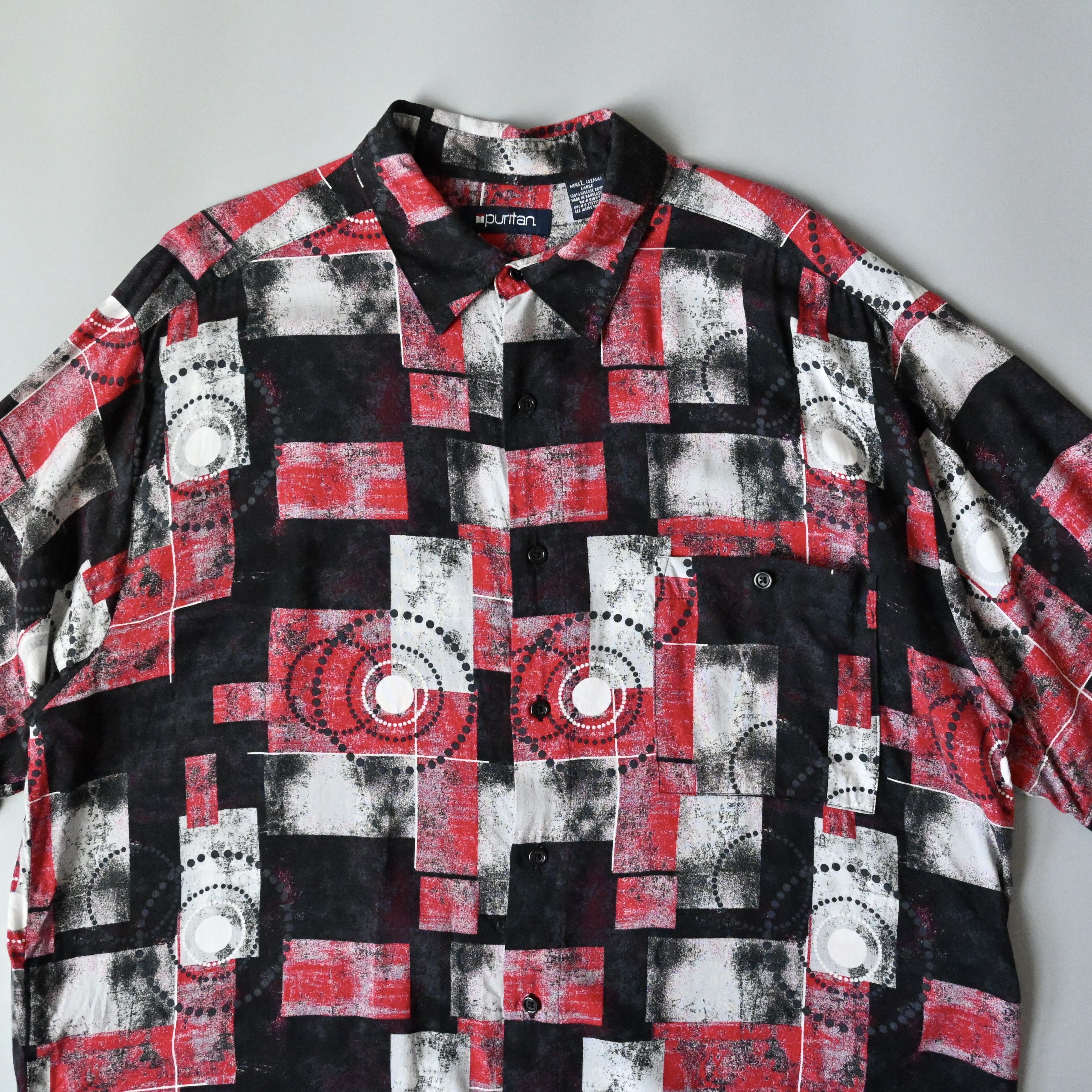 Puritan VTG 90s Puritan geometric pattern rayon shirt, Bulls color Size US L / EU 52-54 / 3 - 5 Thumbnail