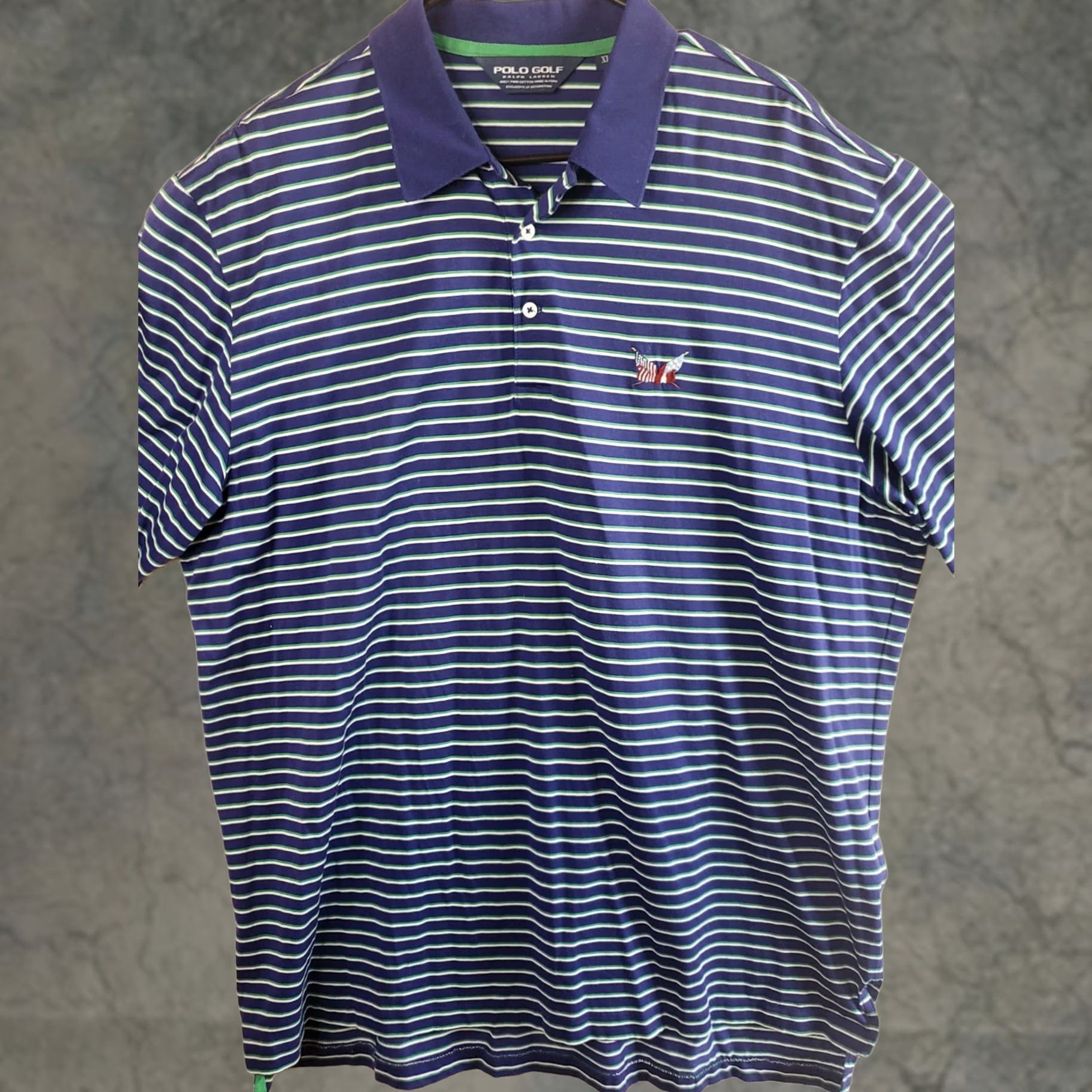 Ralph Lauren VINTAGE Polo Golf Ralph Lauren Polo Shirt Mens XL Blue Green Stripe Short Sleeve Stretch Size US XL / EU 56 / 4 - 1 Thumbnail