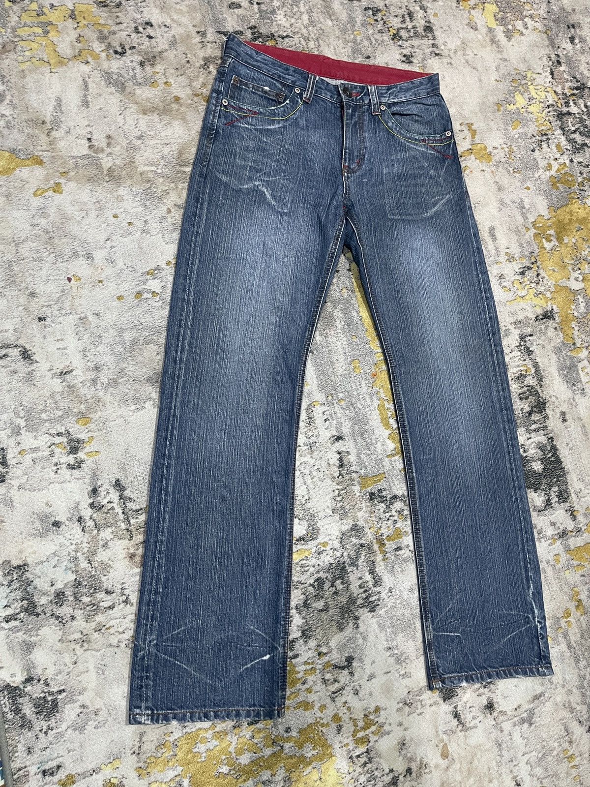 Japanese Brand Vintage Red Ginger Flare Denim Jeans ! Rare Design Size US 32 / EU 48 - 3 Thumbnail