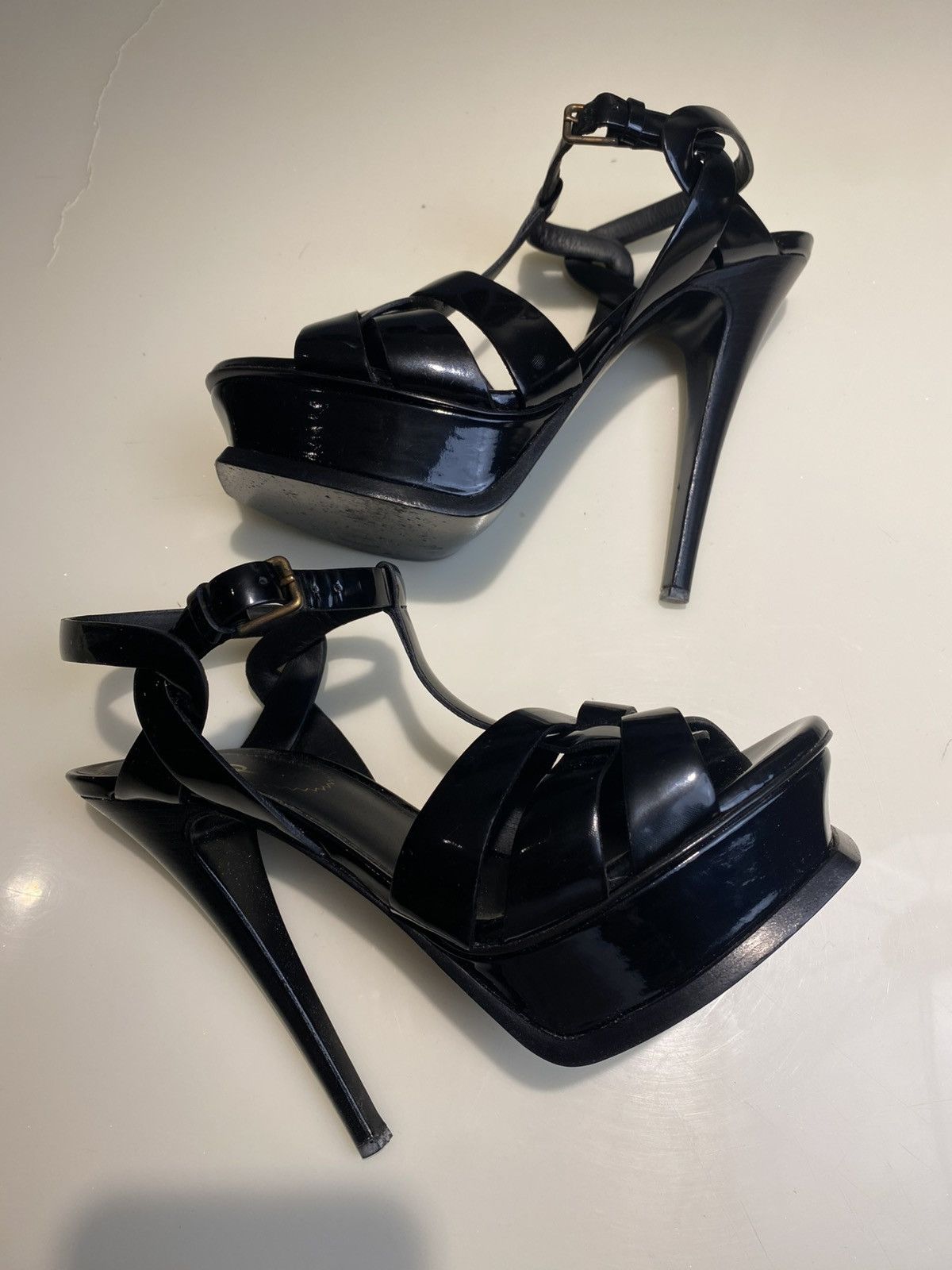 Yves Saint Laurent YSL Pastel Black Patent Leather Tribute Heels Size5 Size US 5 / IT 35 - 9 Thumbnail