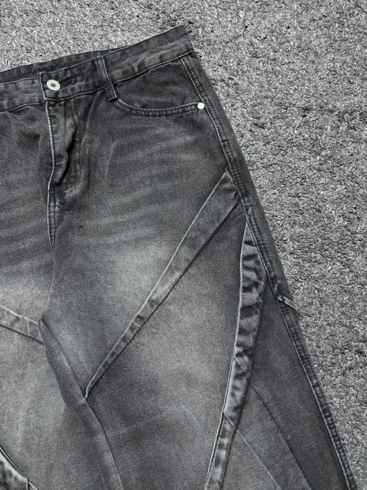 Jean × Vintage Vintage abstract art brutalist rare gray baggy jeans denim Size US 33 - 9 Thumbnail