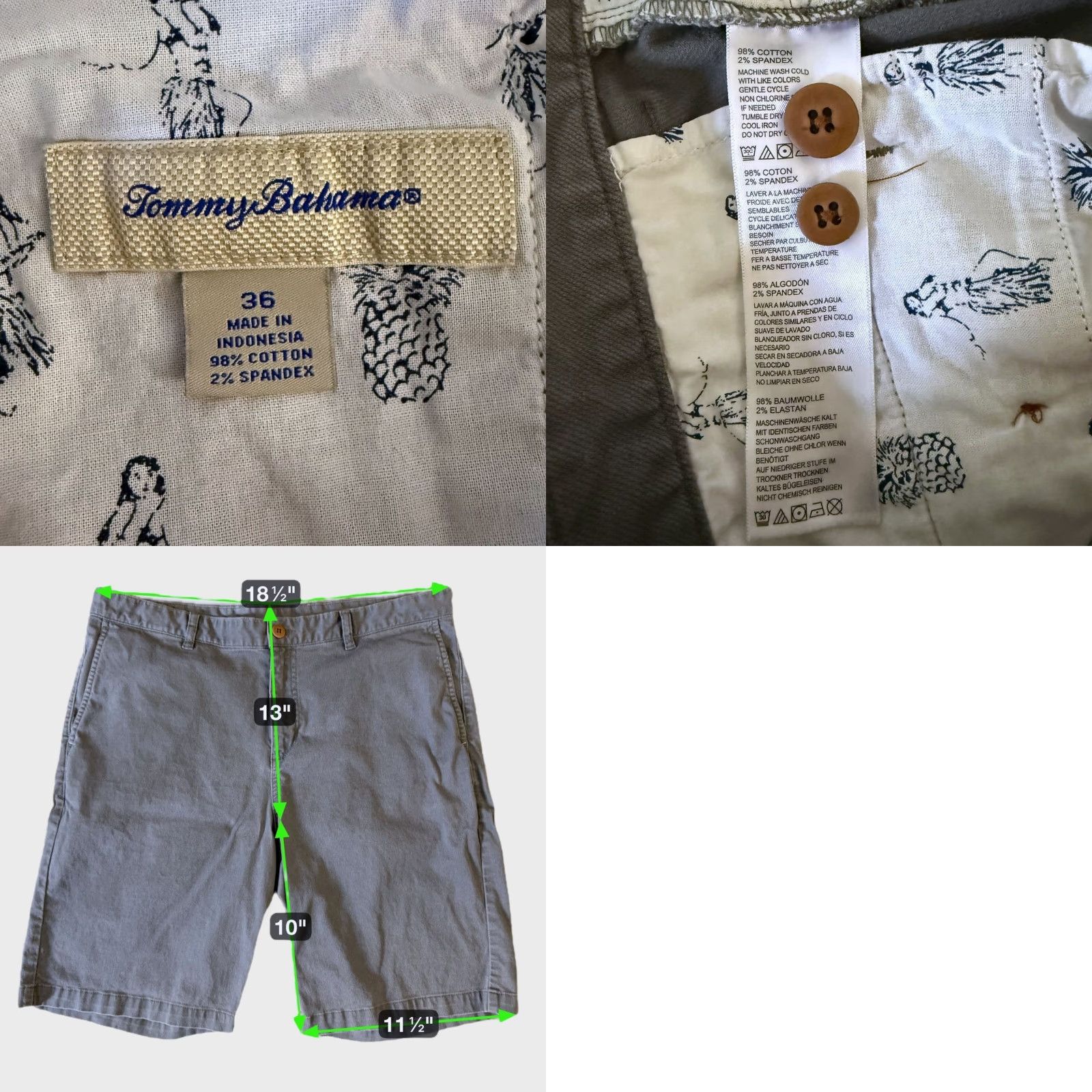 Tommy Bahama TOMMY BAHAMA Chino Shorts 10" Gray Men's Size 36 Casual Comfort Beach Outdoor Size US 36 / EU 52 - 8 Thumbnail