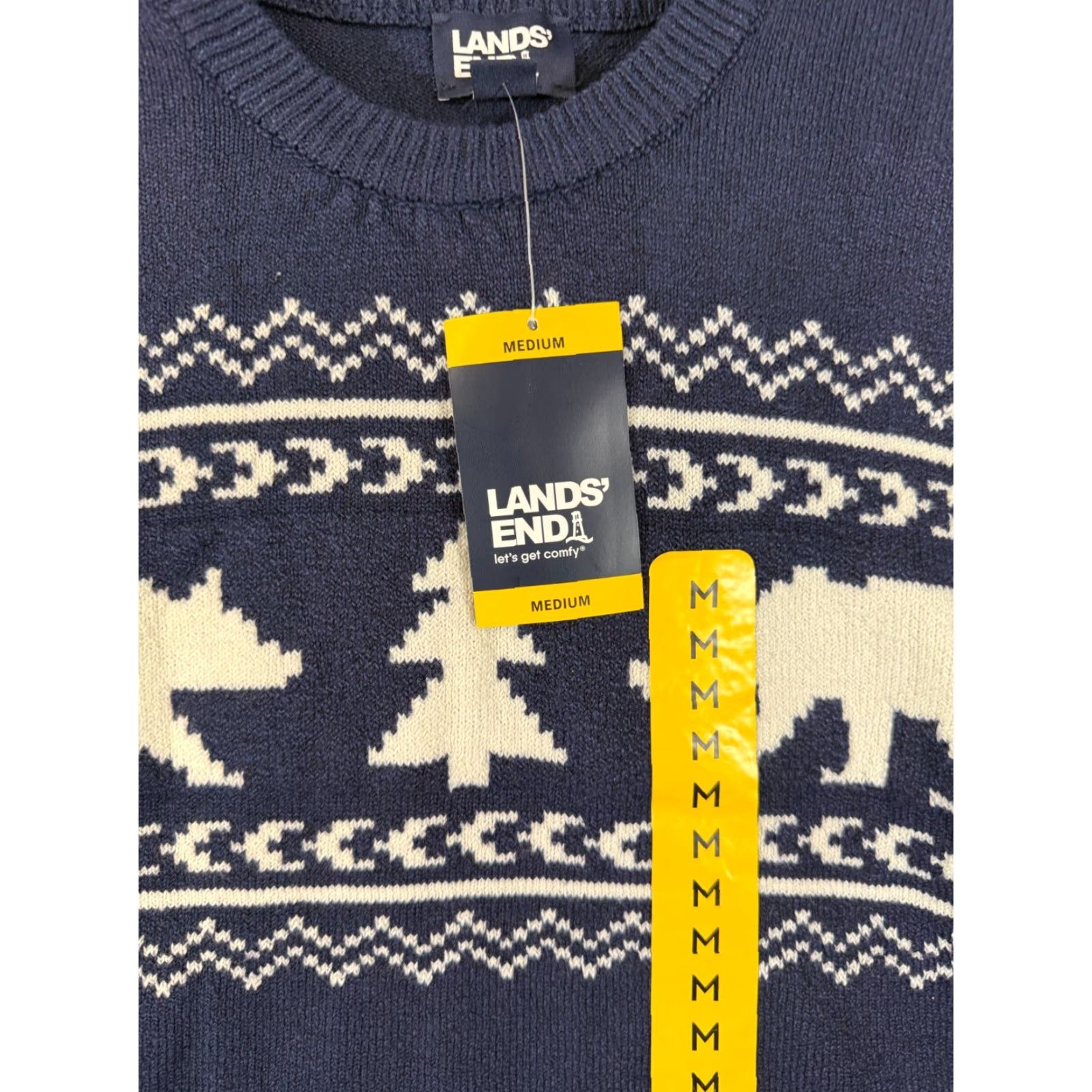 Lands' End Lands' End Sweater Mens M Blue Fair Isle Stretch Polar Bear Pullover NWT Size US M / EU 48-50 / 2 - 5 Thumbnail