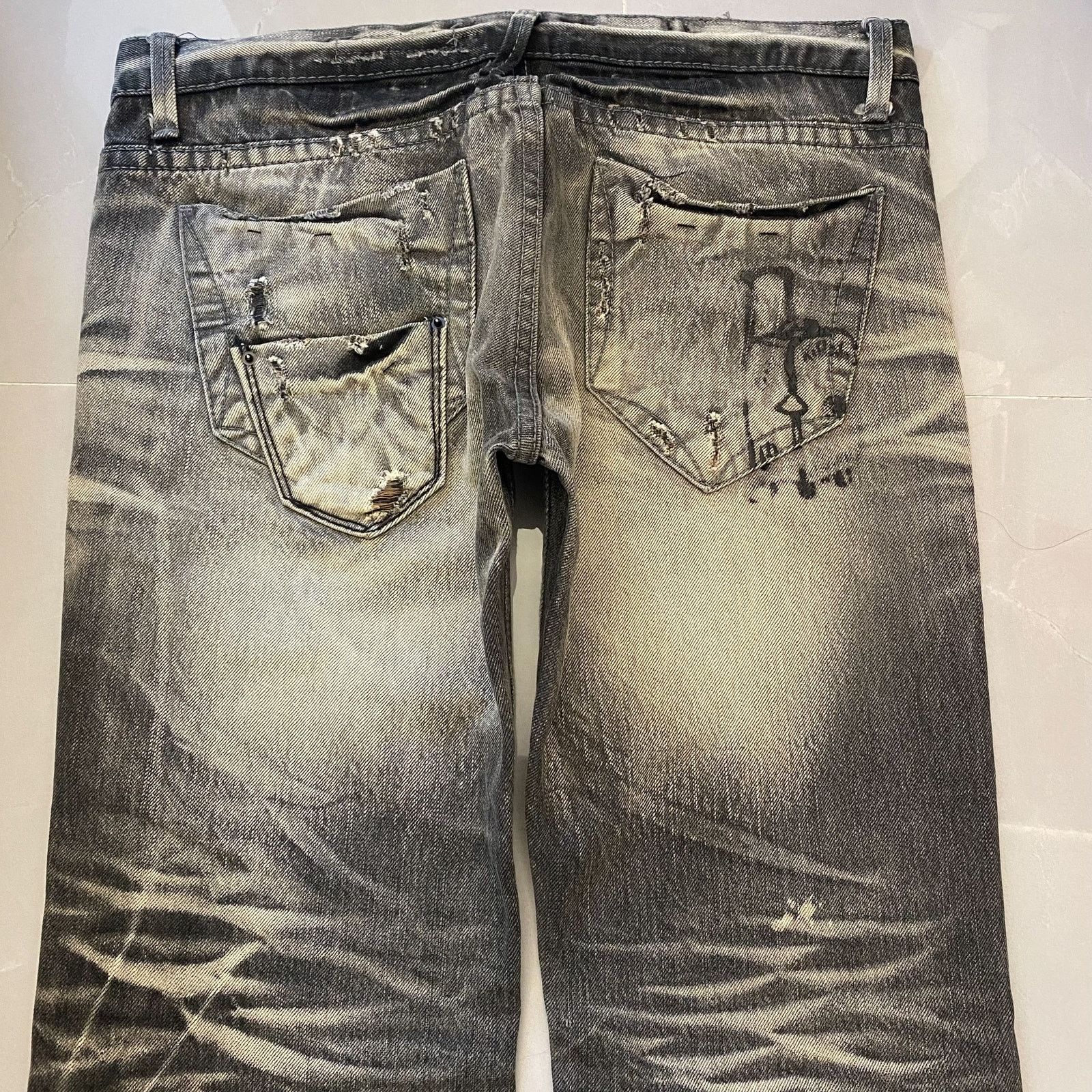Hysteric Glamour Vintage Japanese Brand Faded Low-rise Denim Jeans Black Gray Size 32" / US 10 / IT 46 - 5 Thumbnail