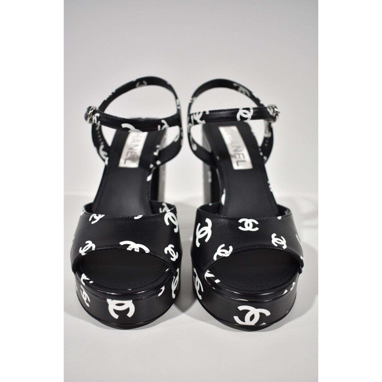 Chanel Chanel Lambskin Platform Strap Block Heel Sandal 40 Size US 10 / IT 40 - 5 Thumbnail