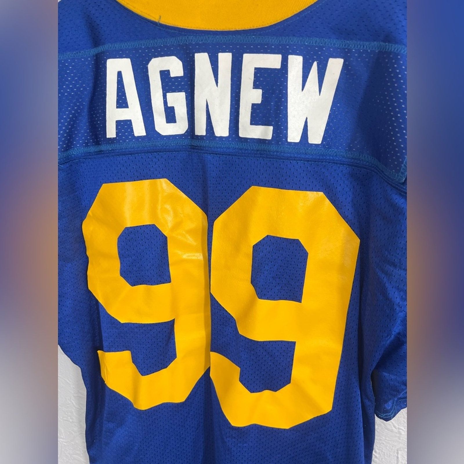 Logo Athletic 1998 Ray Agnew #99 Rams Game Worn Jersey w/ Autograph RARE Size US XXL / EU 58 / 5 - 8 Thumbnail
