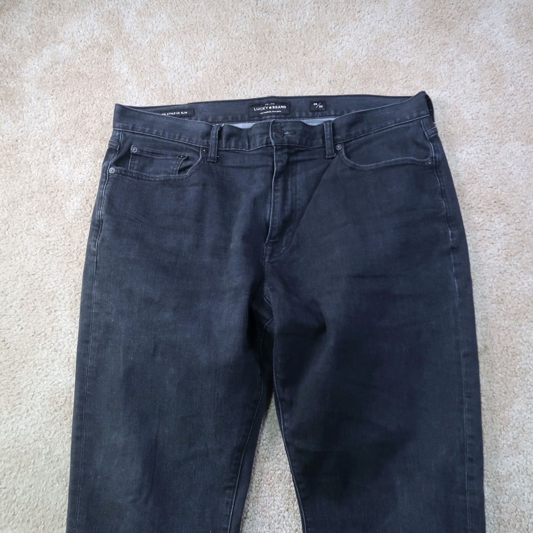 Lucky Brand Lucky Brand 410 Jeans Men's 36x30 Slim Straight Denim Black 5-Pocket Belt Loops Regular Cotton Blend Zip Closure Distressed No Vintage No Distressed? Size US 36 / EU 52 - 2 Thumbnail