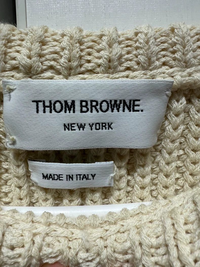 Thom Browne Thom Browne White wool sweater in beige Size US L / EU 52-54 / 3 - 3 Thumbnail