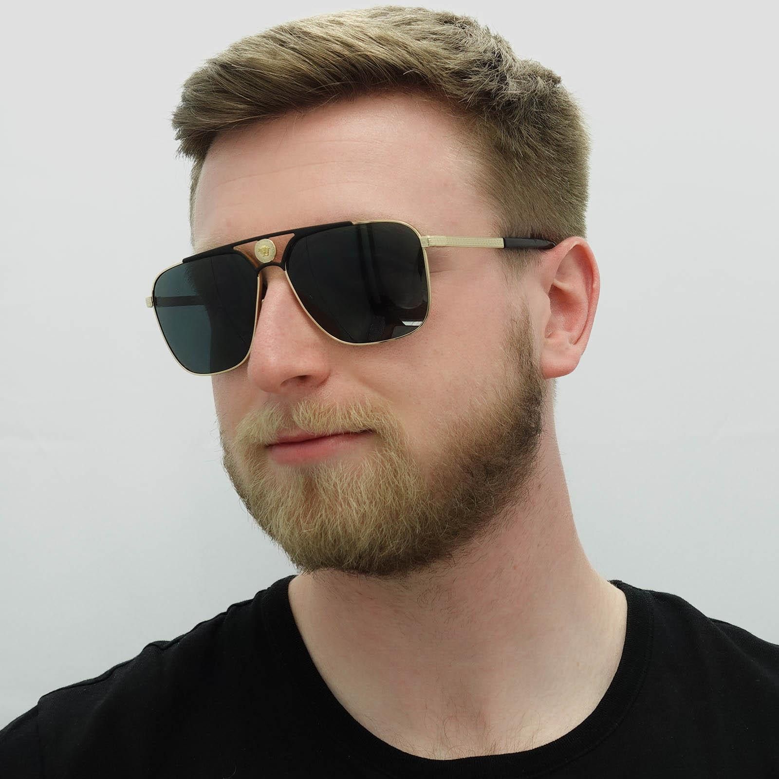 Versace NEW Versace VE2238 143687 Rectangle Metal Unisex Sunglasses Size ONE SIZE - 3 Thumbnail