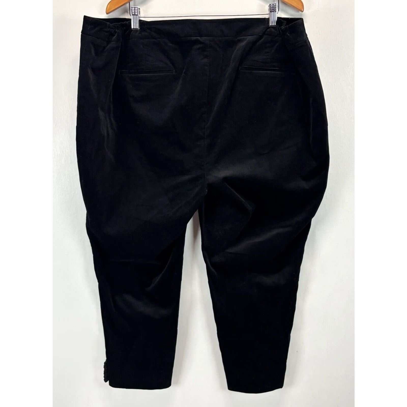 Talbots Talbots RSVP Black Velvet Pants 22W Plus Ankle Ruffle Elastic Sides Sz NEW! Size 40" / US 18 - 3 Thumbnail