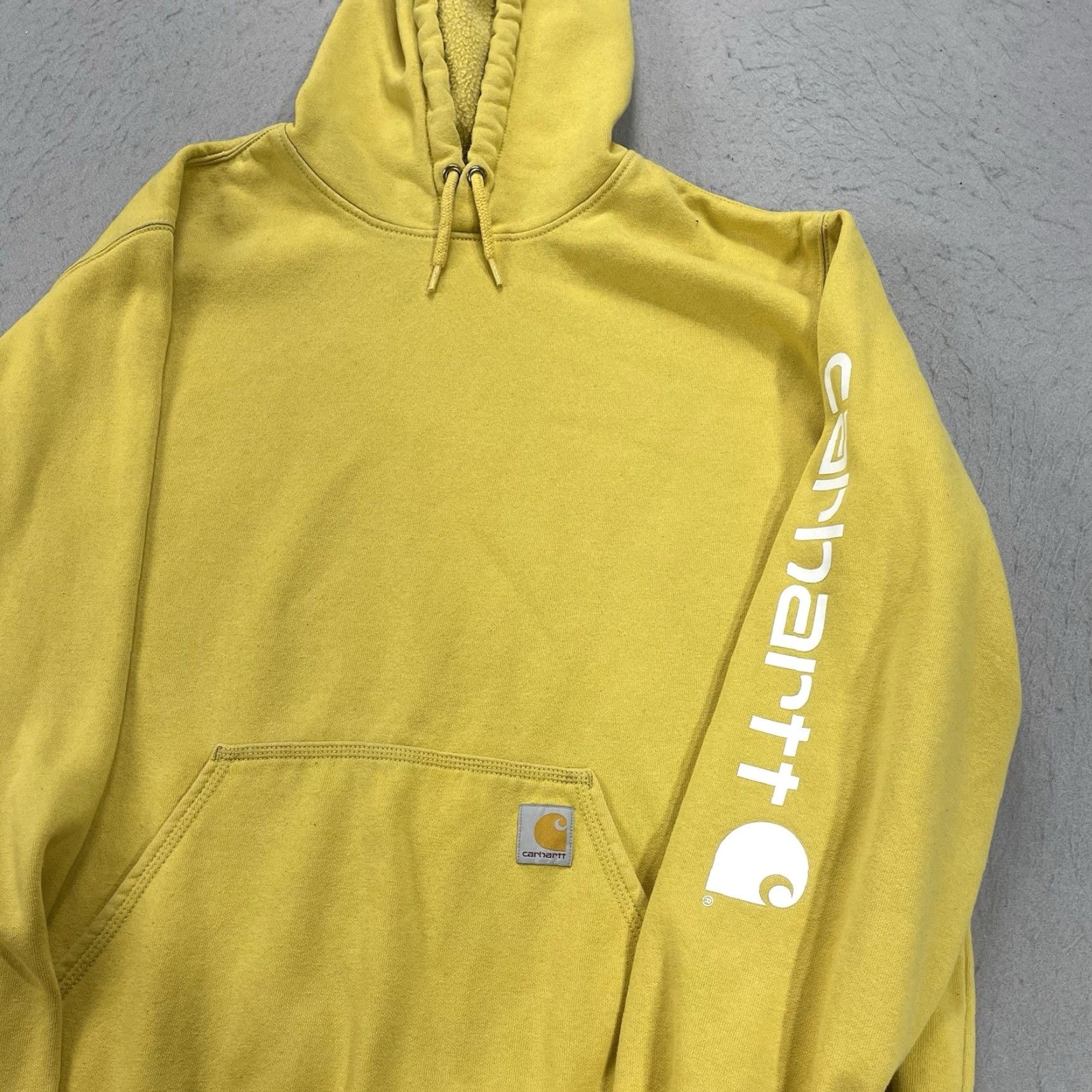 Carhartt Carhartt Hoodie Mens XL Yellow Loose Fit Midweight Sweatshirt Workwear K288 Size US XL / EU 56 / 4 - 3 Thumbnail